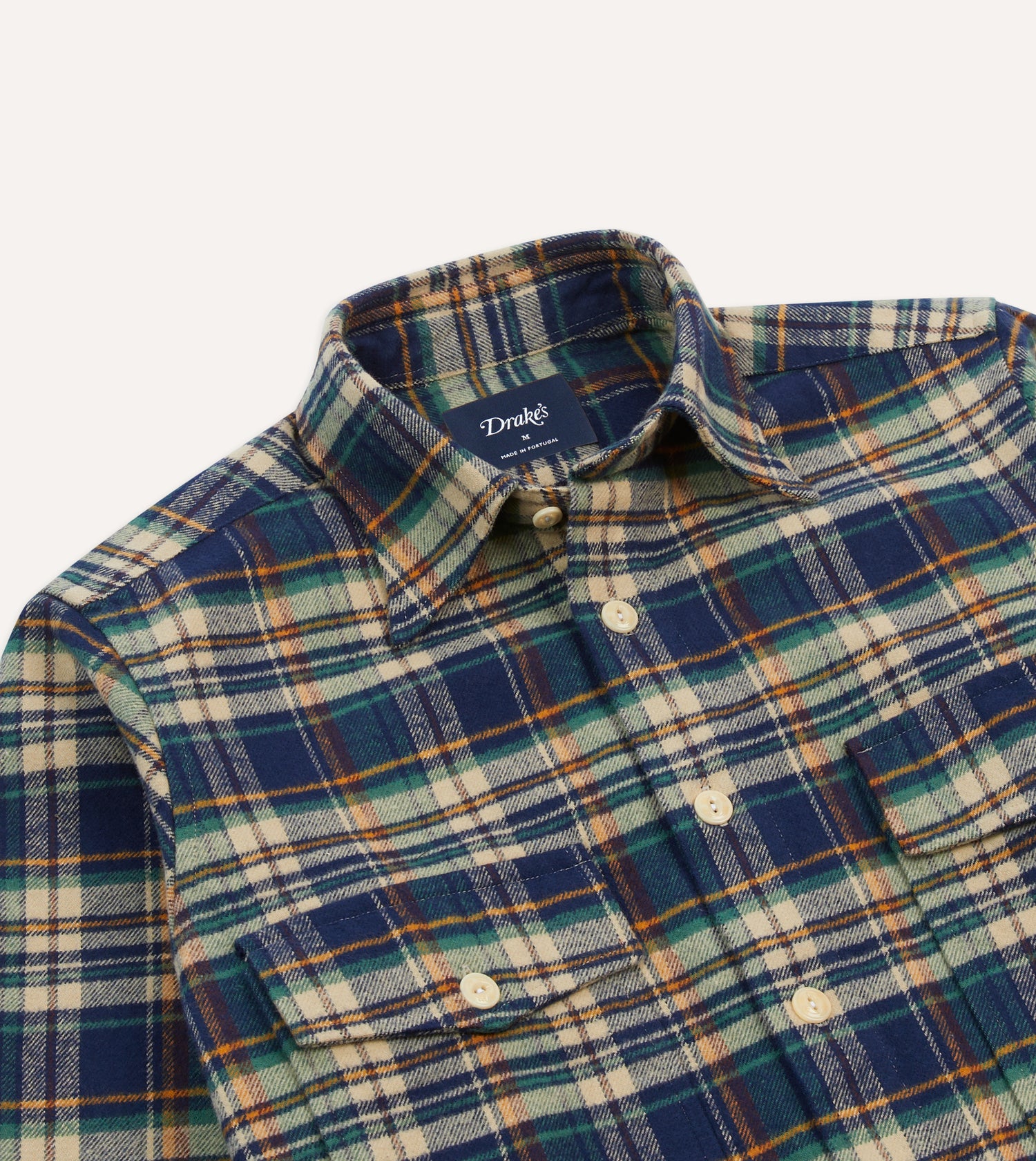Indigo Check Cotton Two-Pocket Work Shirt