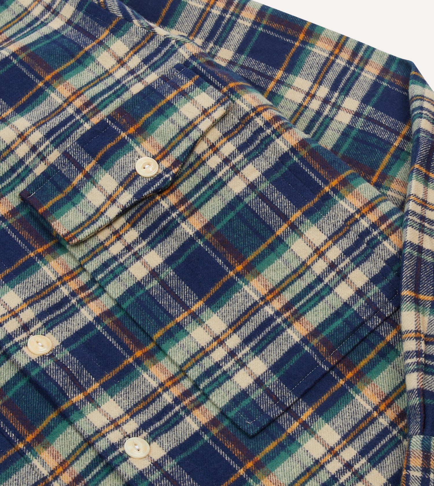 Indigo Check Cotton Two-Pocket Work Shirt