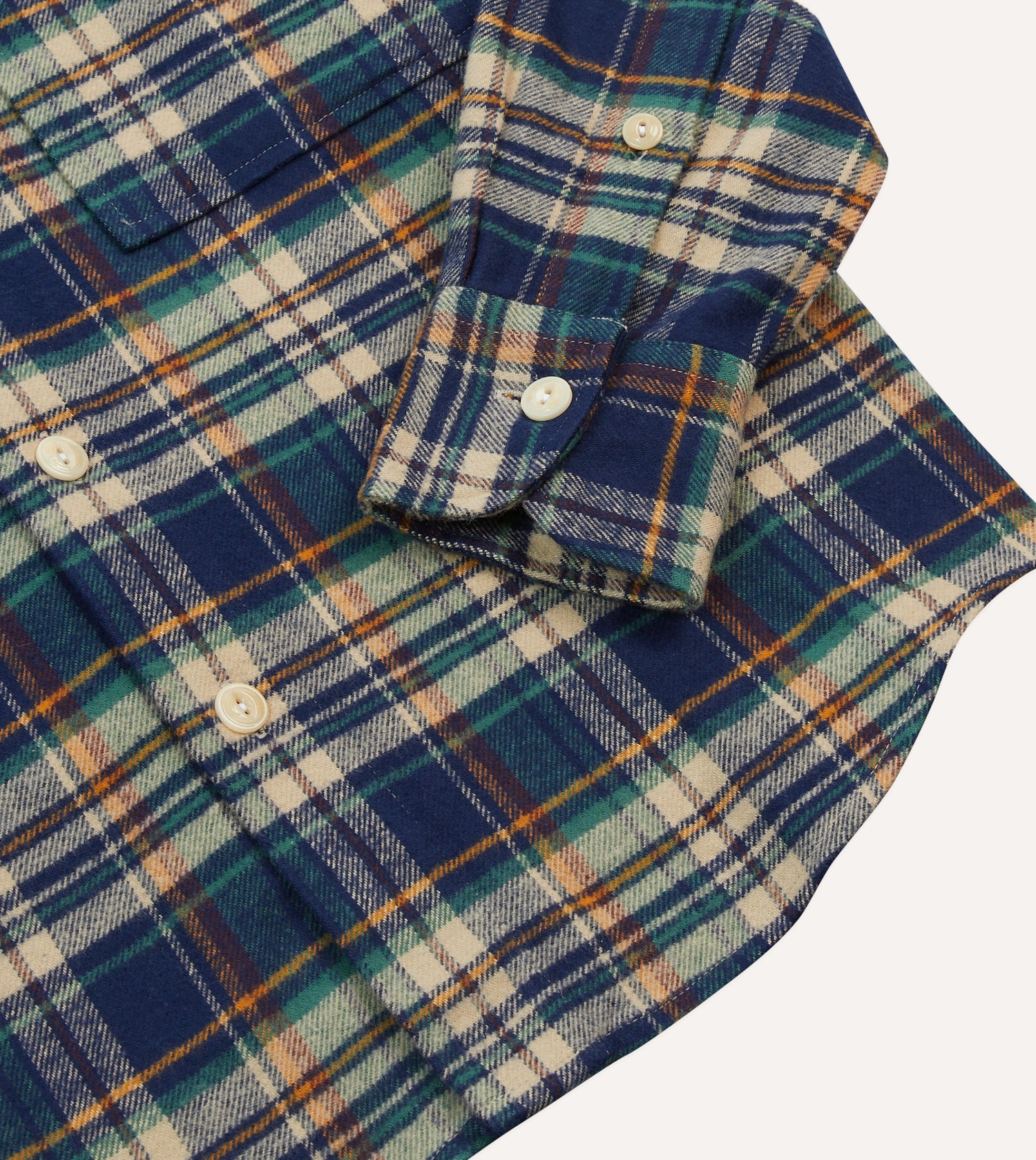 Indigo Check Cotton Two-Pocket Work Shirt