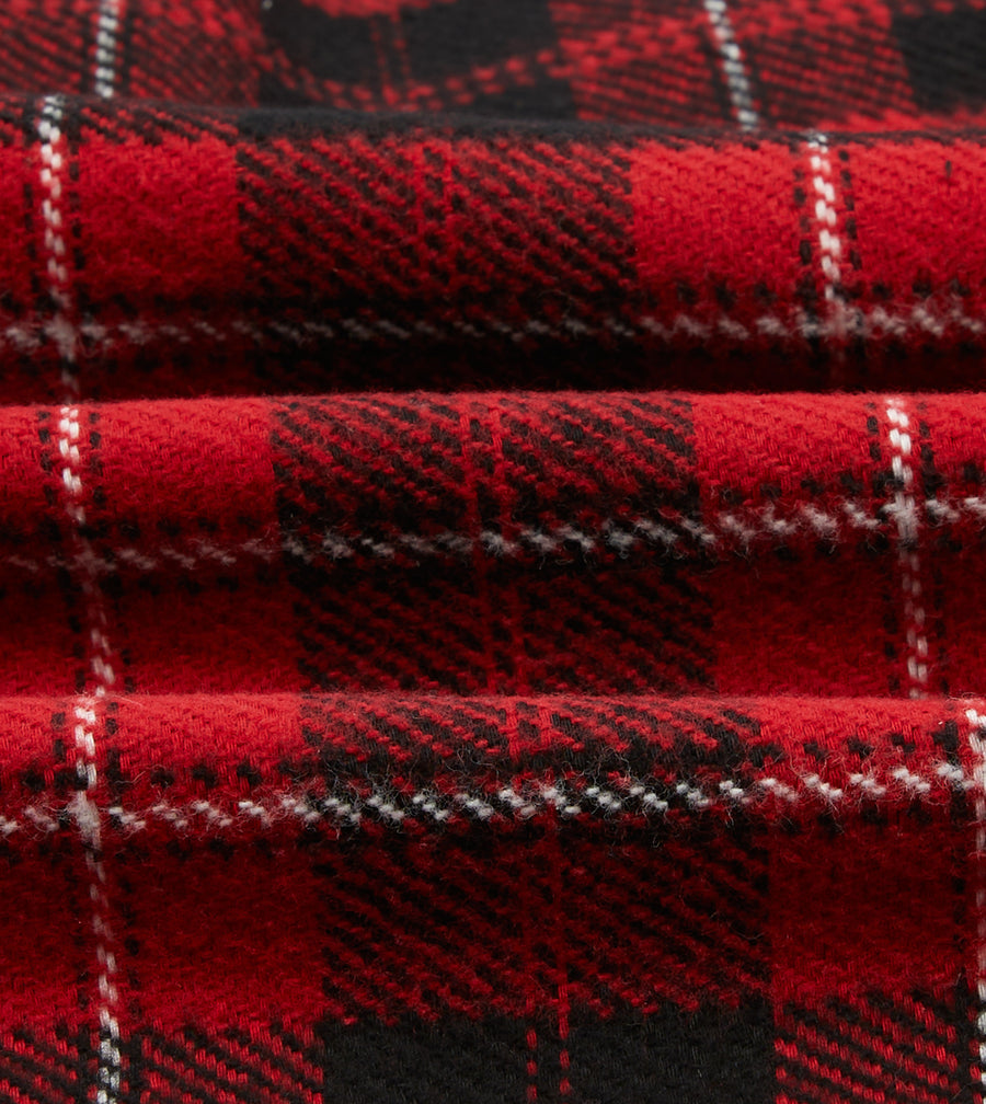 Red Check Cotton Two-Pocket Work Shirt