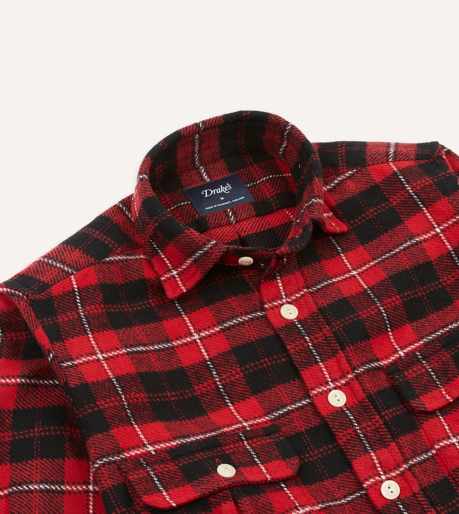 Red Check Cotton Two-Pocket Work Shirt