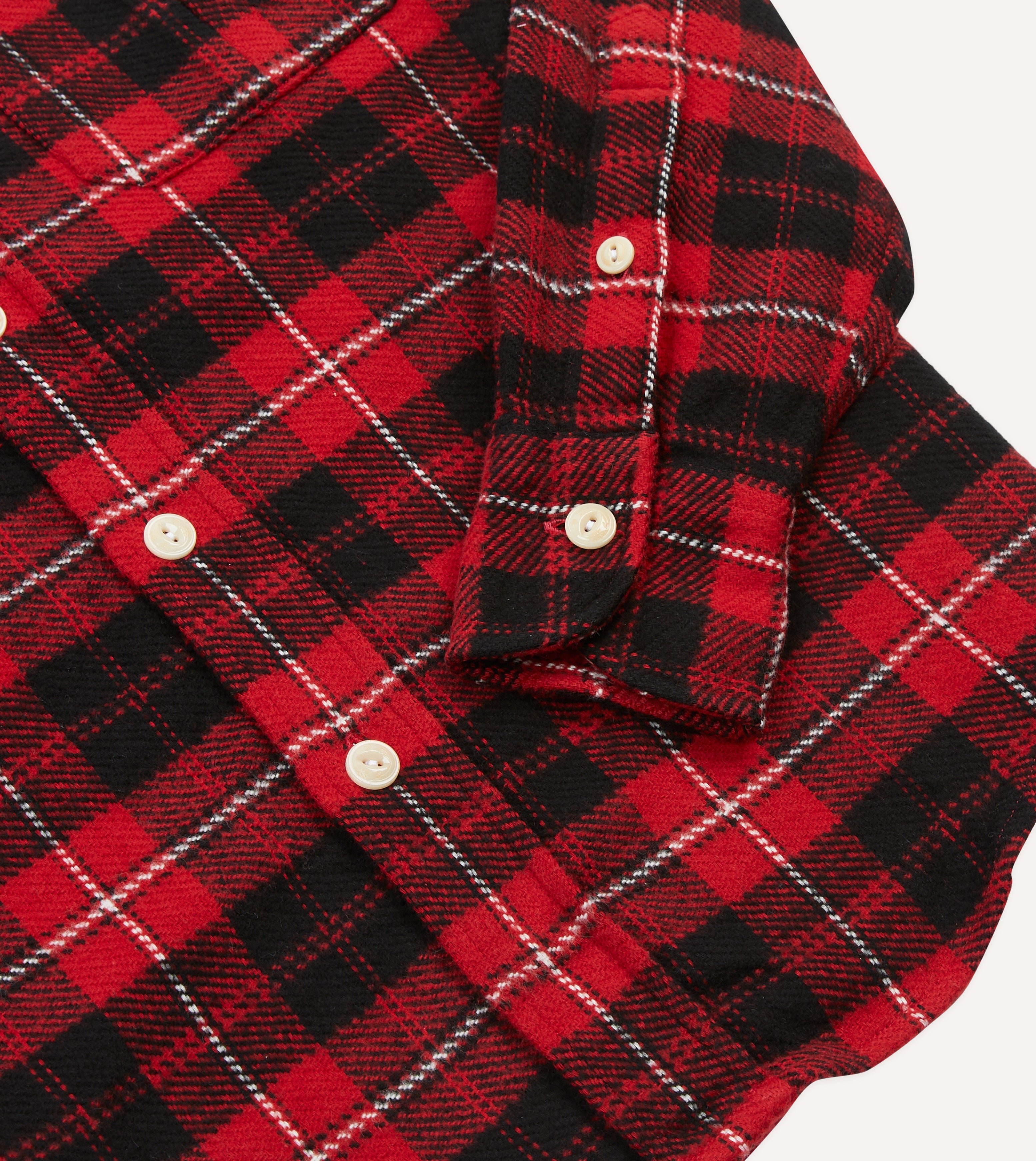 Red Check Cotton Two-Pocket Work Shirt – Drakes US