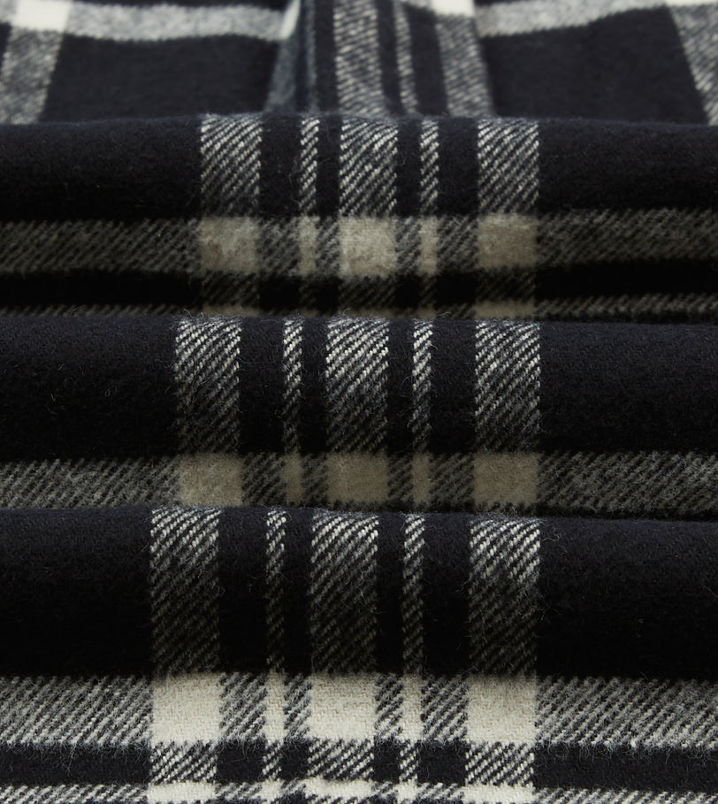 Black Check Cotton Two-Pocket Work Shirt