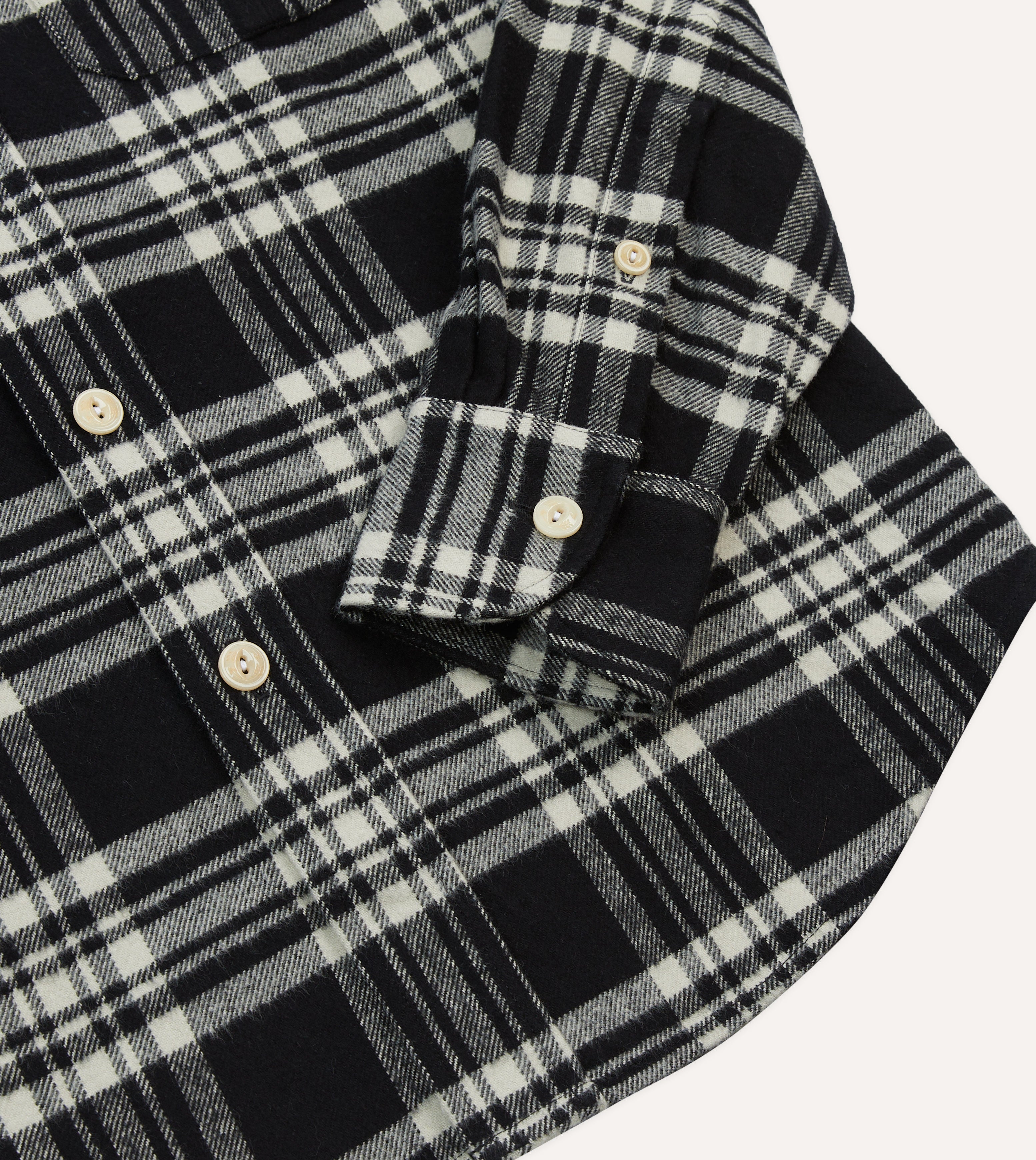 Black Check Cotton Two-Pocket Work Shirt – Drakes US