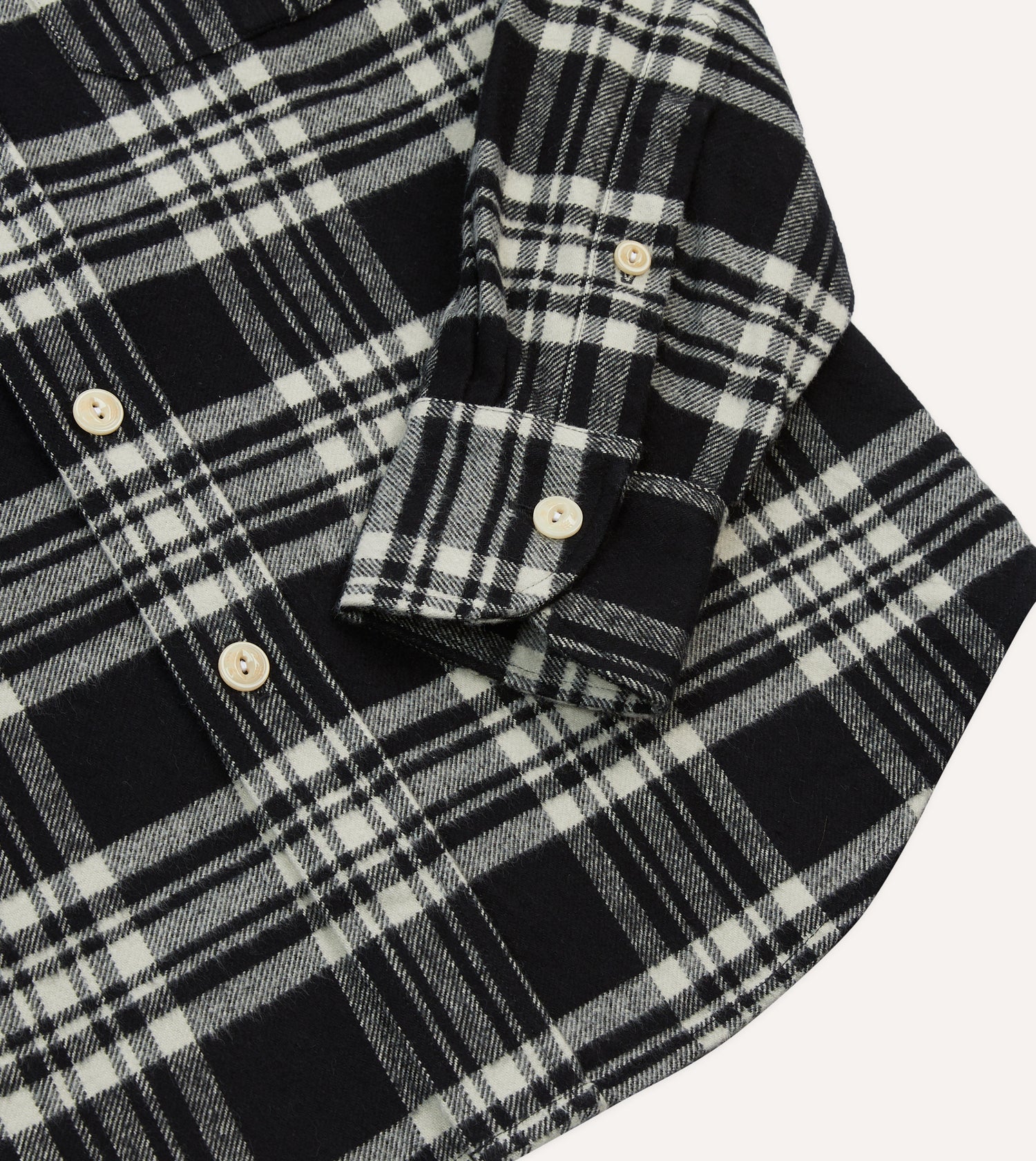 Black Check Cotton Two-Pocket Work Shirt