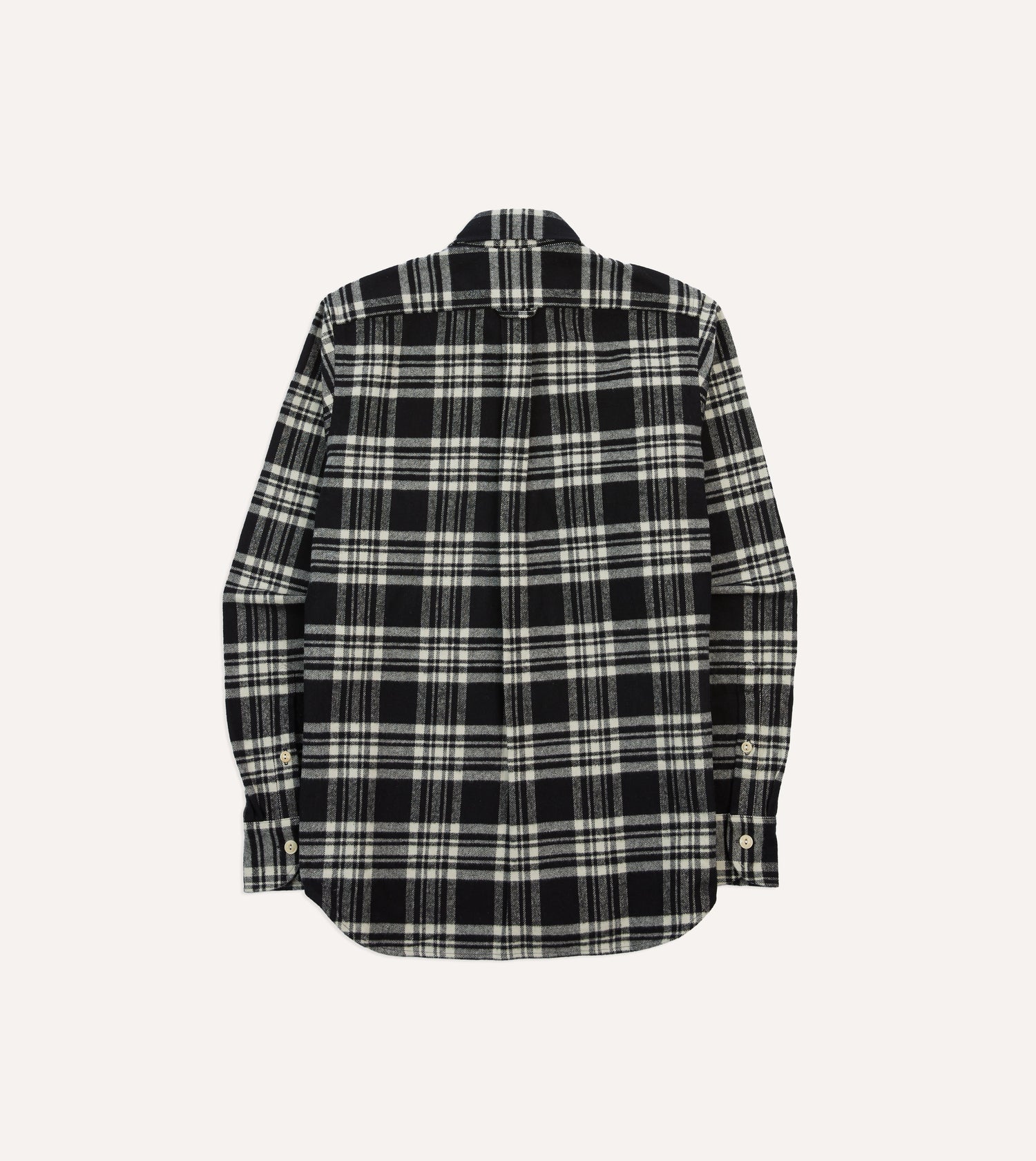 Black Check Cotton Two-Pocket Work Shirt