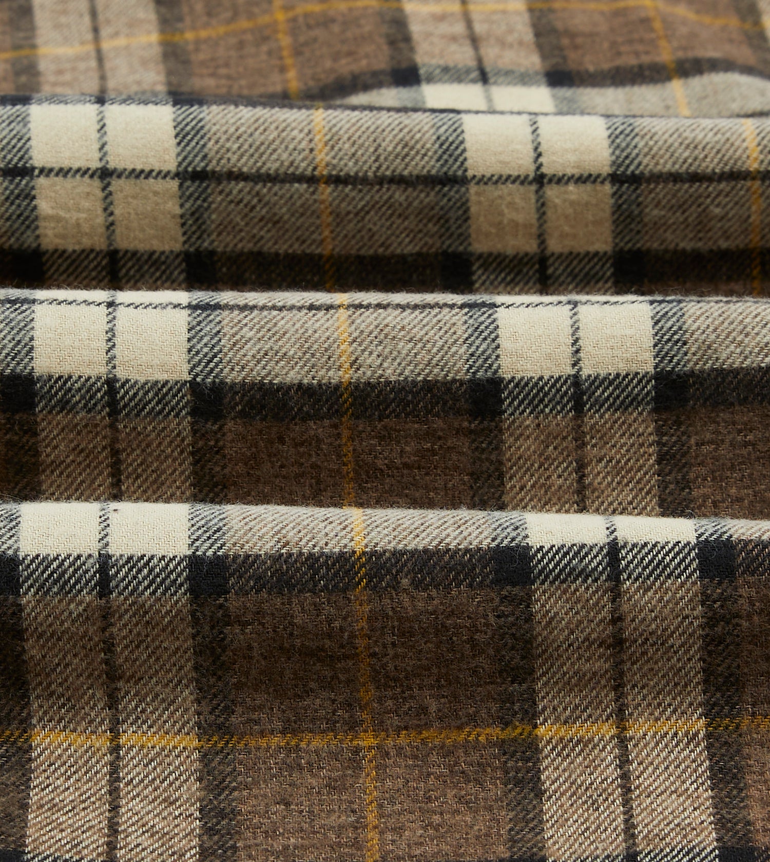 Brown Check Brushed Cotton Two-Pocket Work Shirt