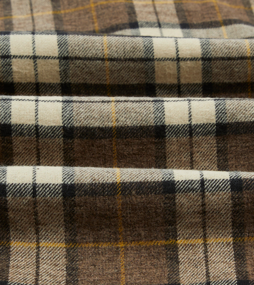 Brown Check Brushed Cotton Two-Pocket Work Shirt