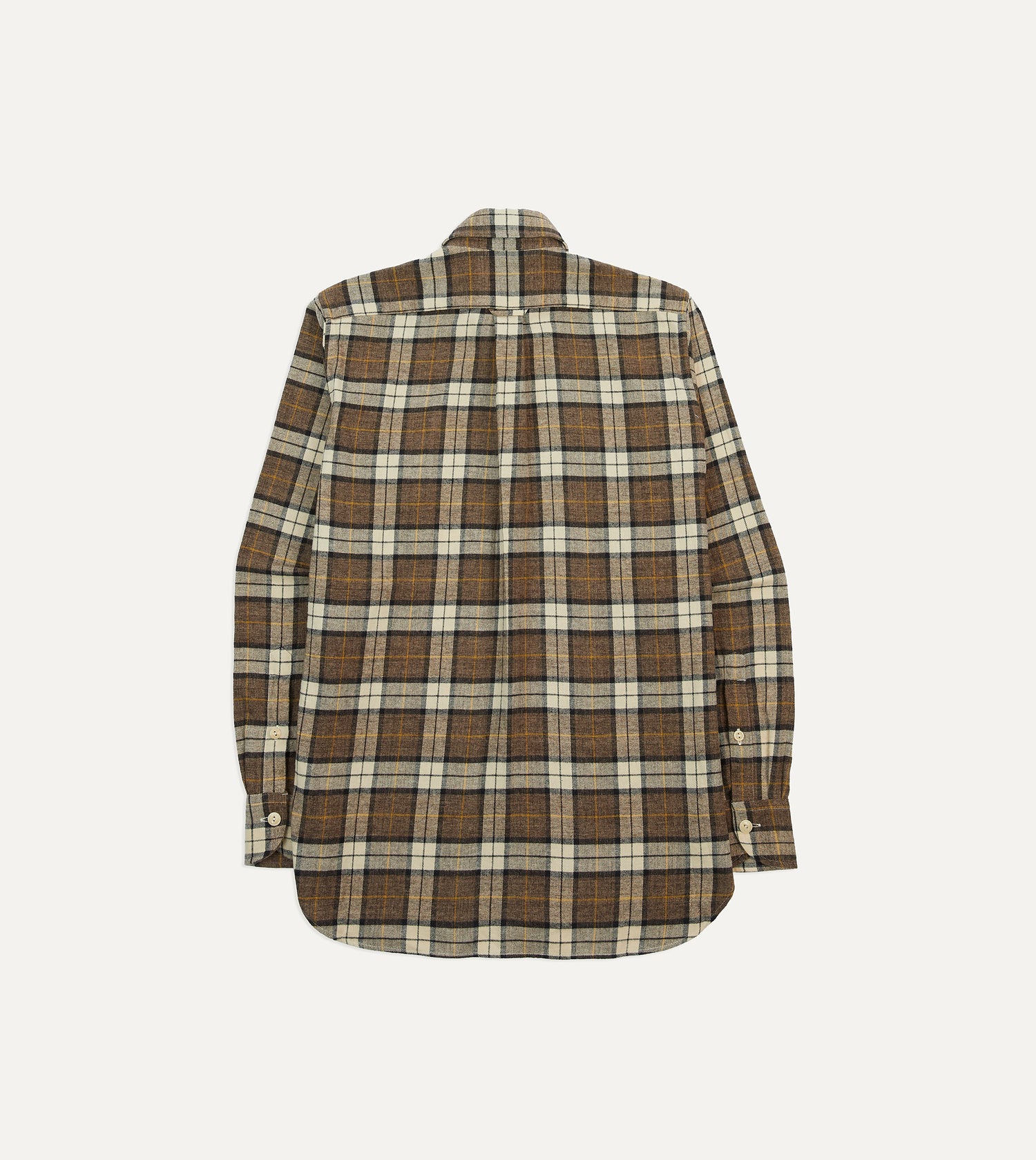 Brown Check Brushed Cotton Two-Pocket Work Shirt
