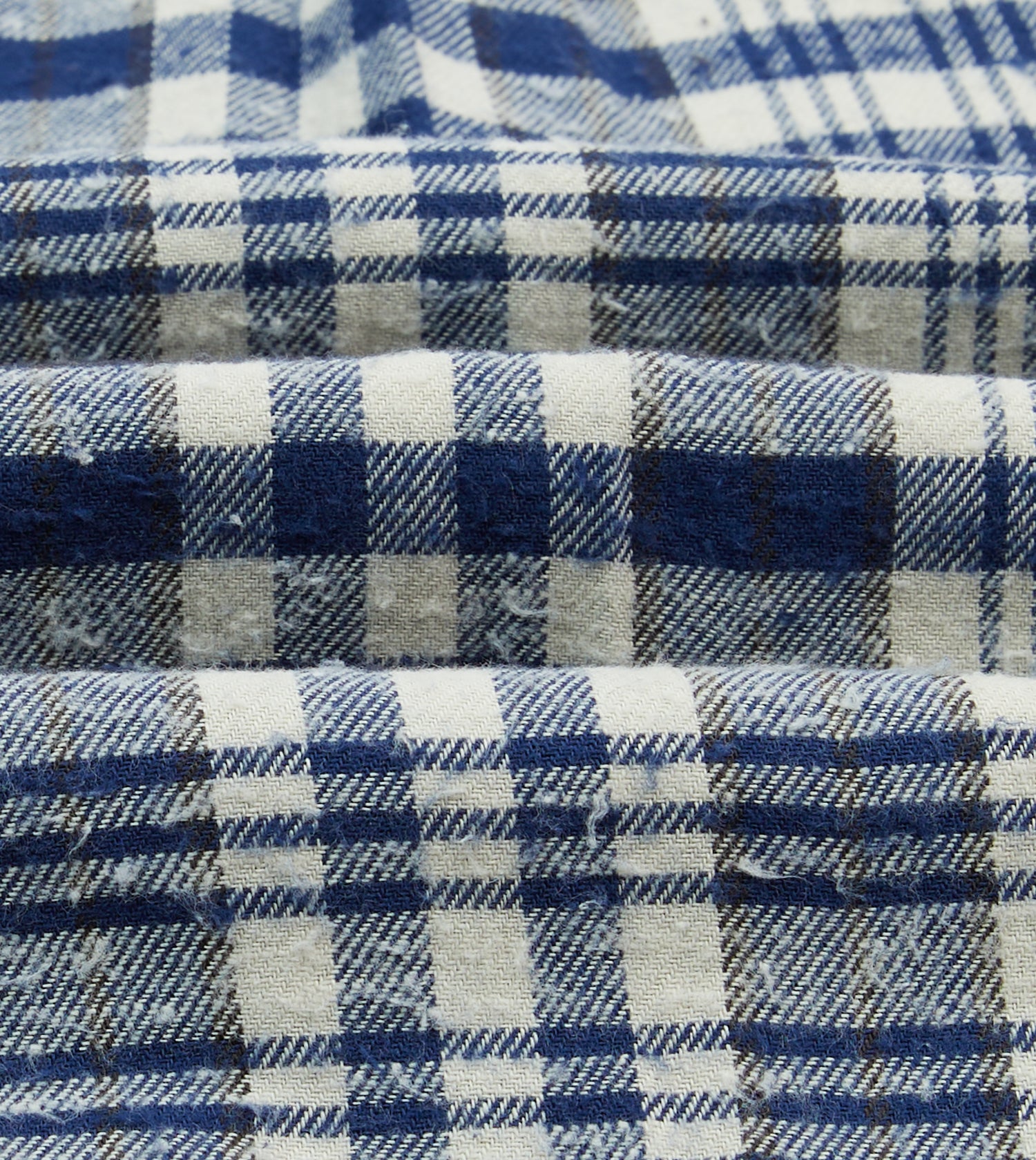 Blue Check Brushed Cotton Two-Pocket Work Shirt