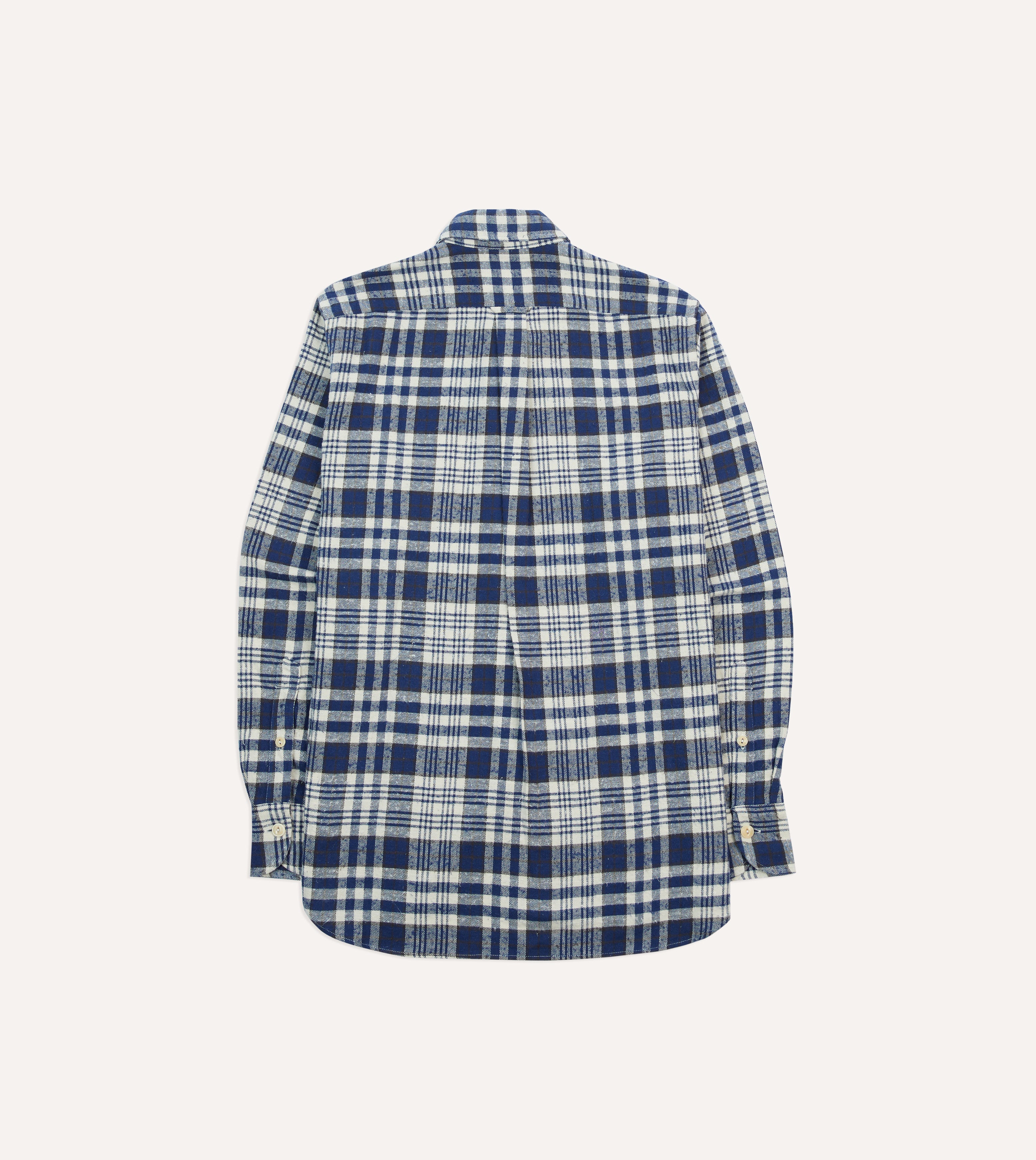 Blue Check Brushed Cotton Two-Pocket Work Shirt