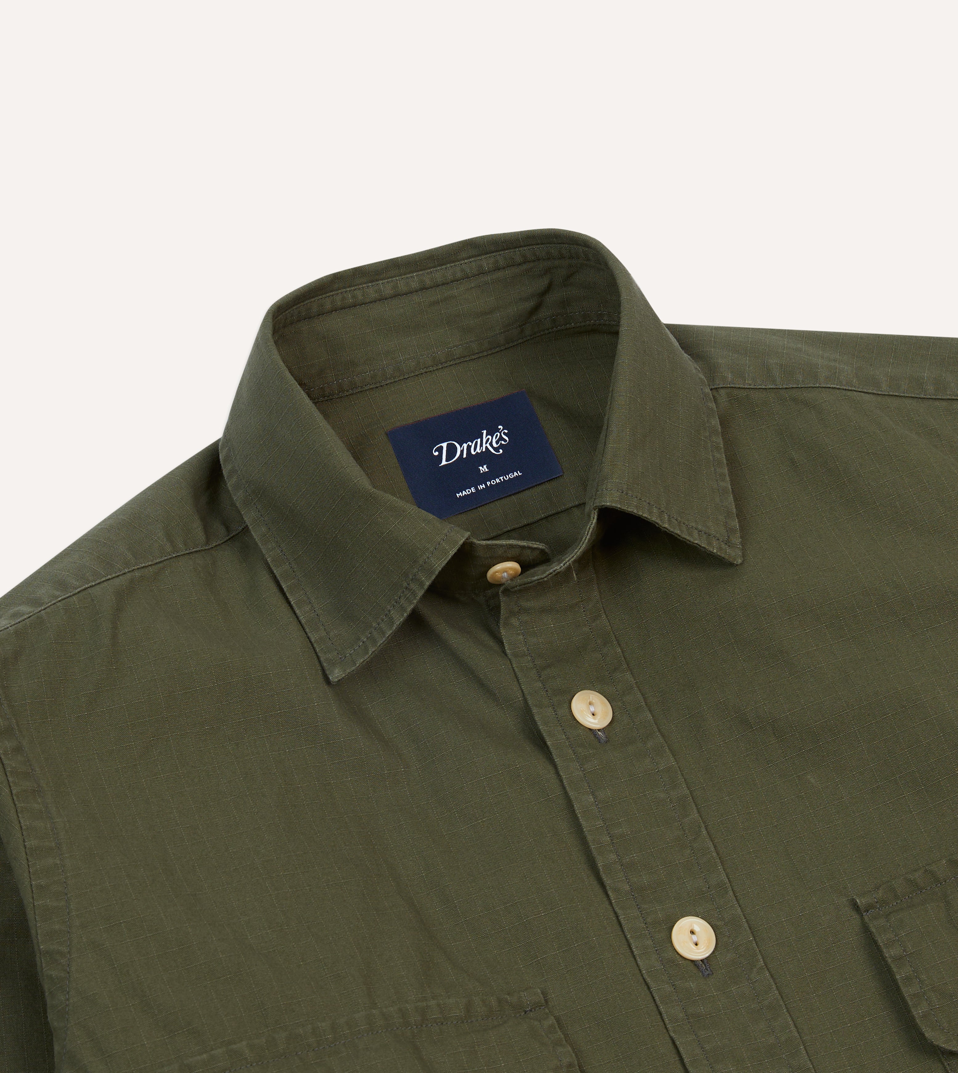 Olive Ripstop Cotton Work Shirt – Drakes US