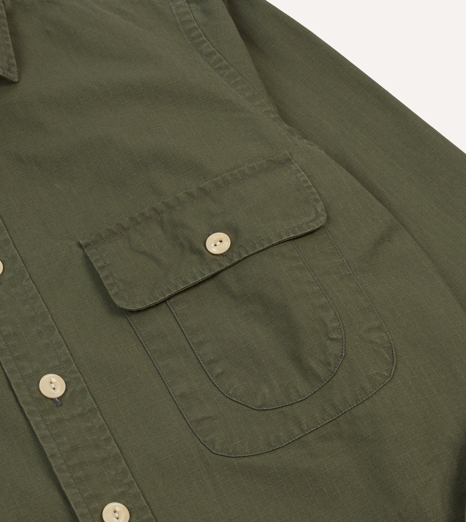 Olive Ripstop Cotton Work Shirt