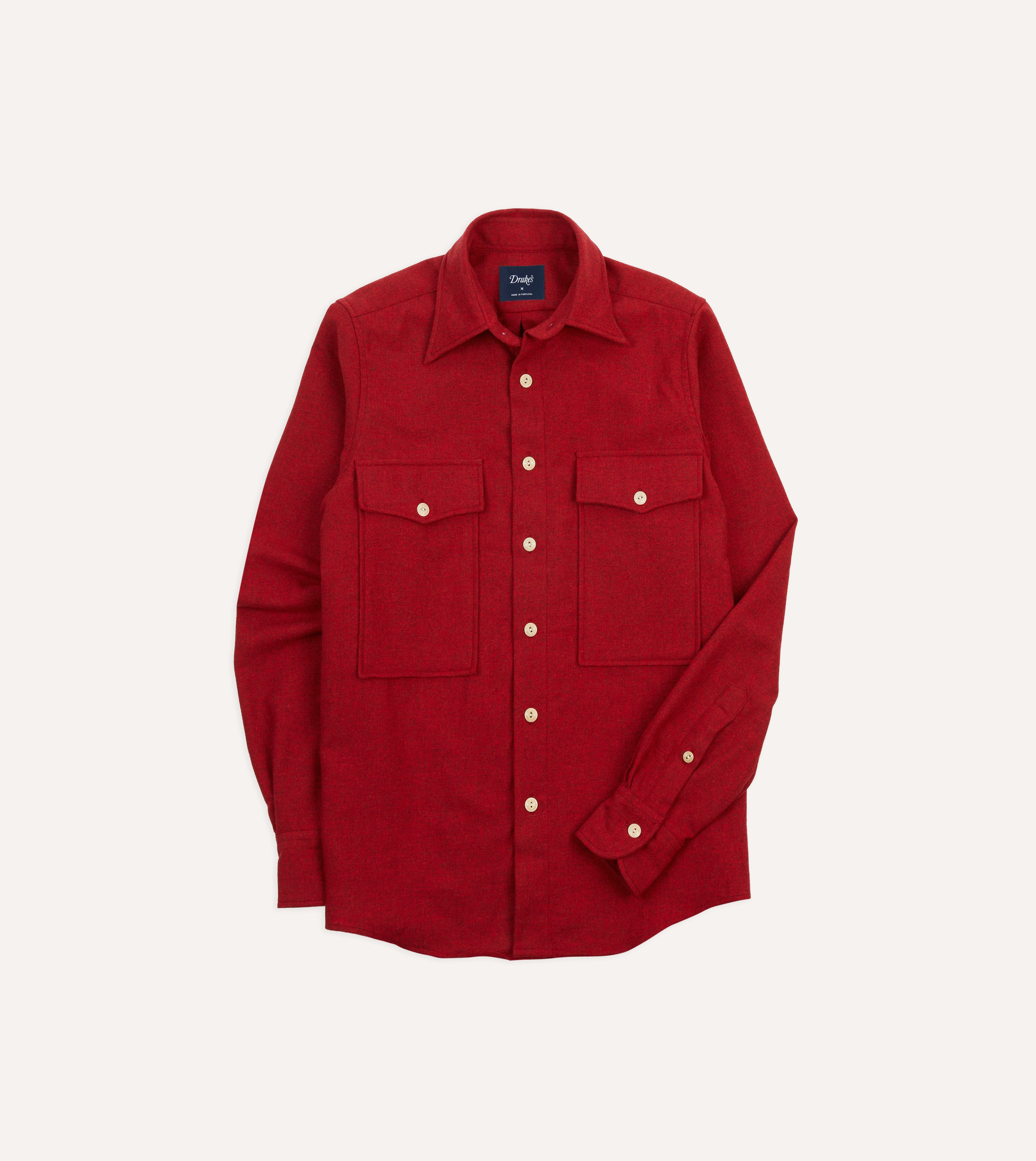 Red Wool Two-Pocket Work Shirt