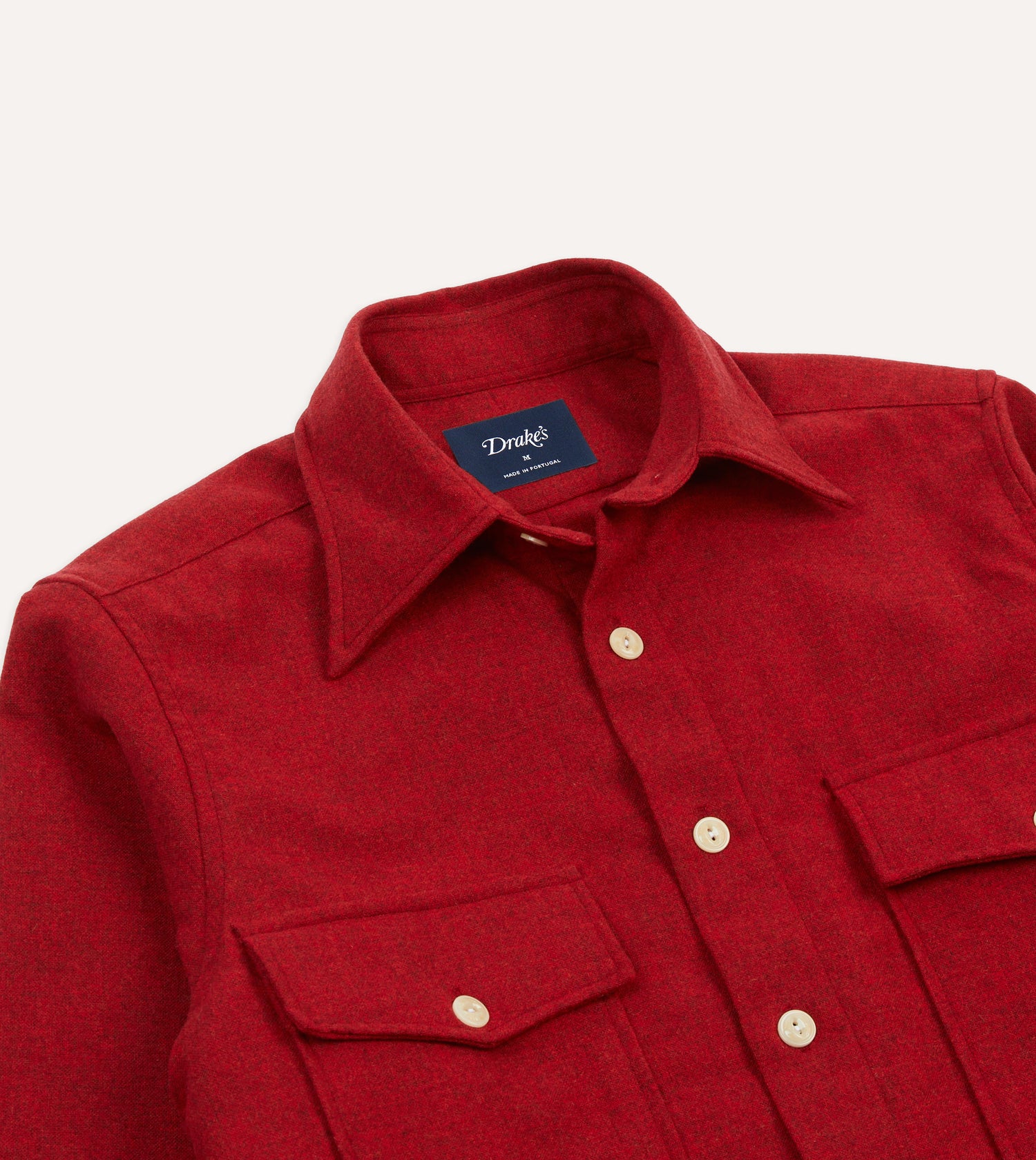 Red Wool Two-Pocket Work Shirt