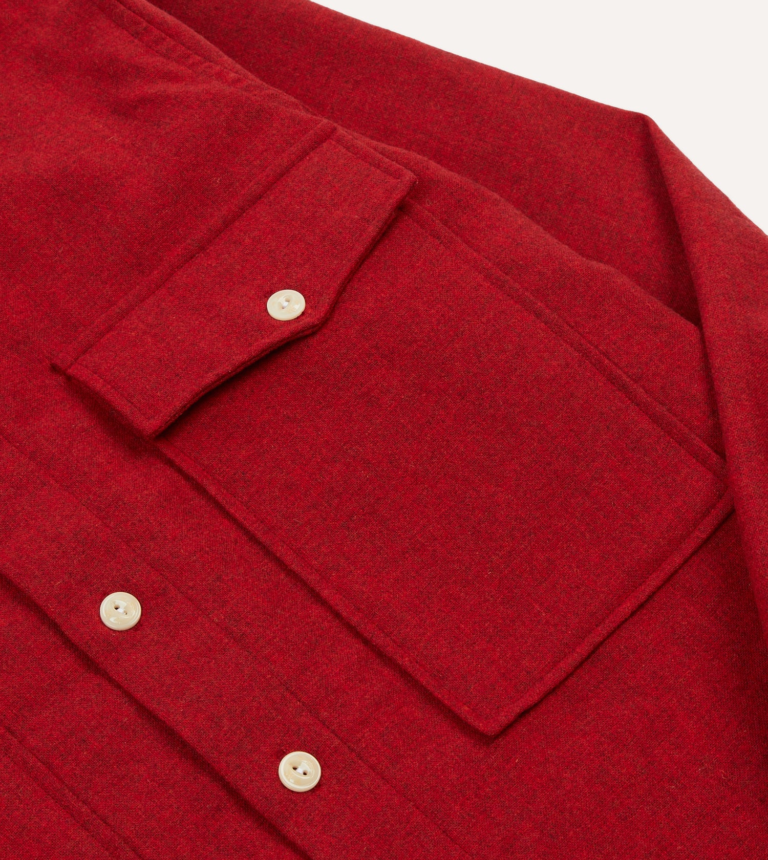 Red Wool Two-Pocket Work Shirt