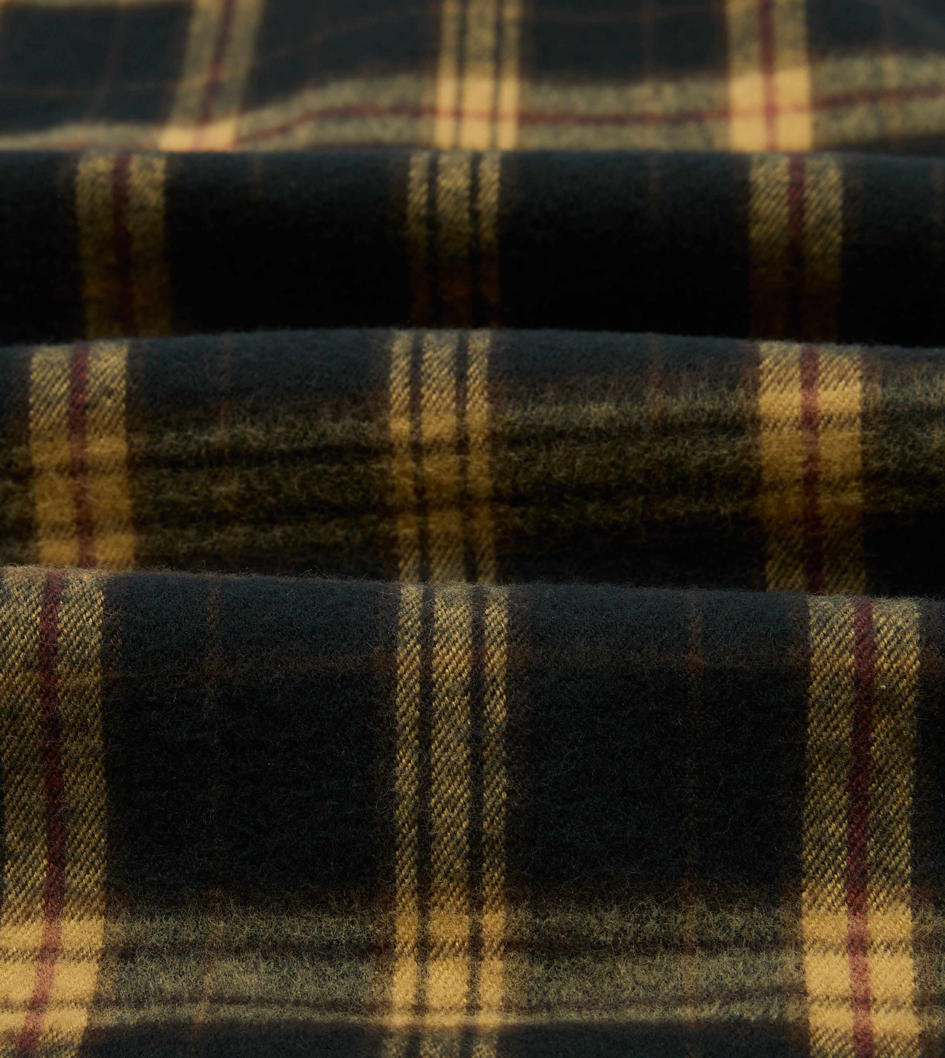 Green and Yellow Brushed Cotton Long Point Collar Work Shirt