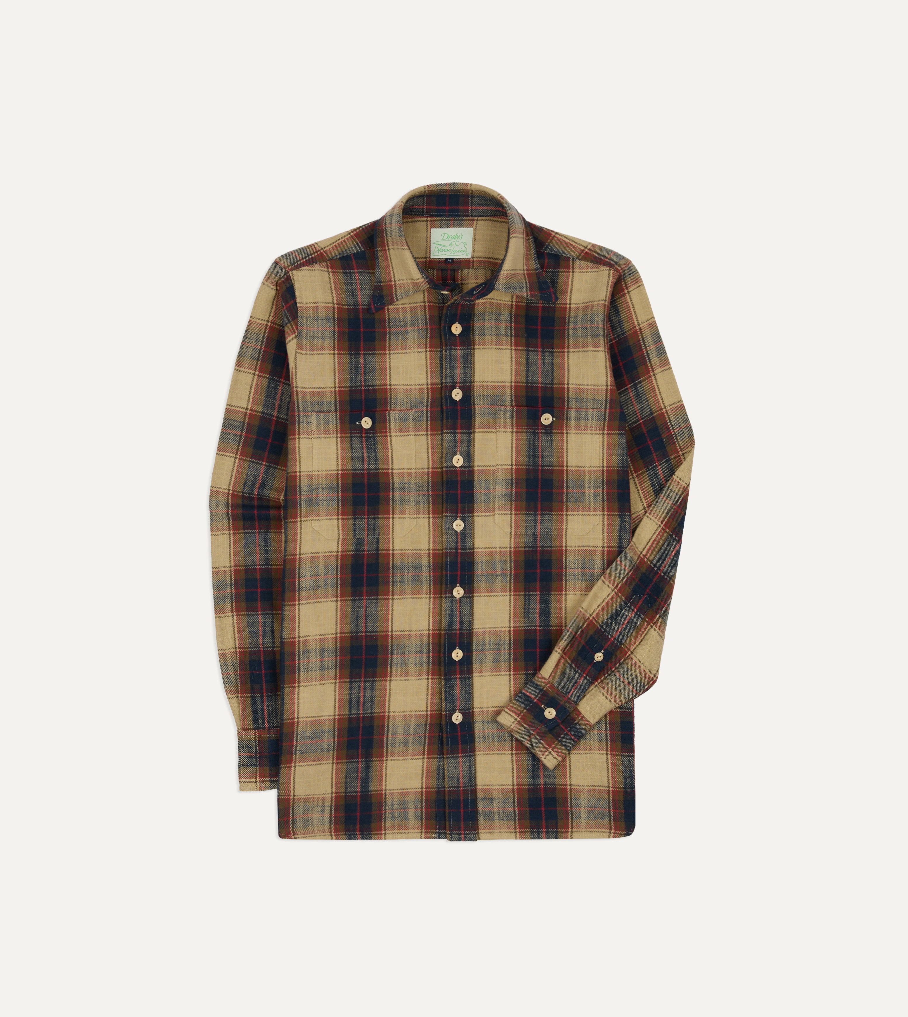 Drake's by A. Levine Check Brushed Cotton Two-Pocket Work Shirt