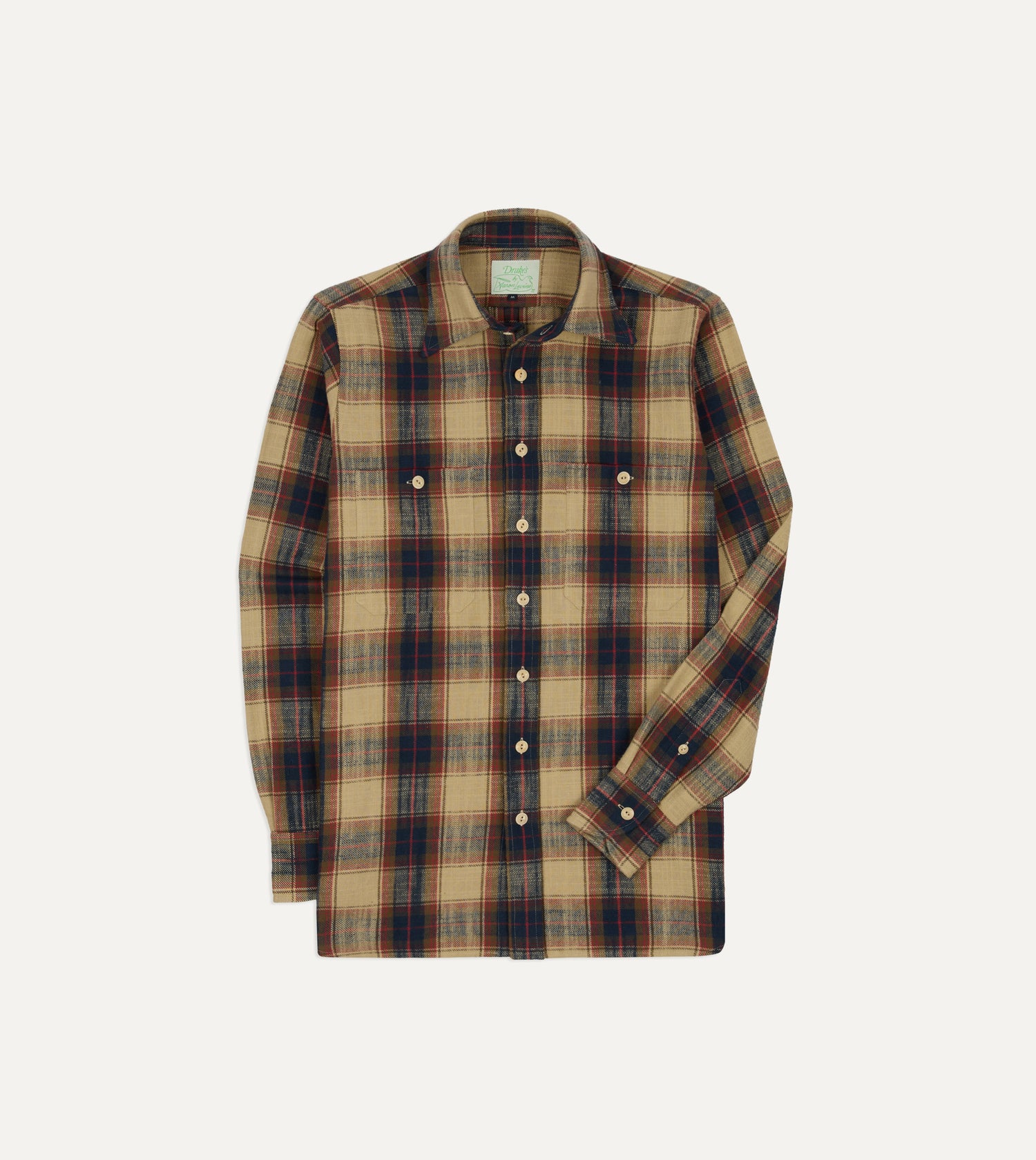 Drake's by A. Levine Check Brushed Cotton Two-Pocket Work Shirt