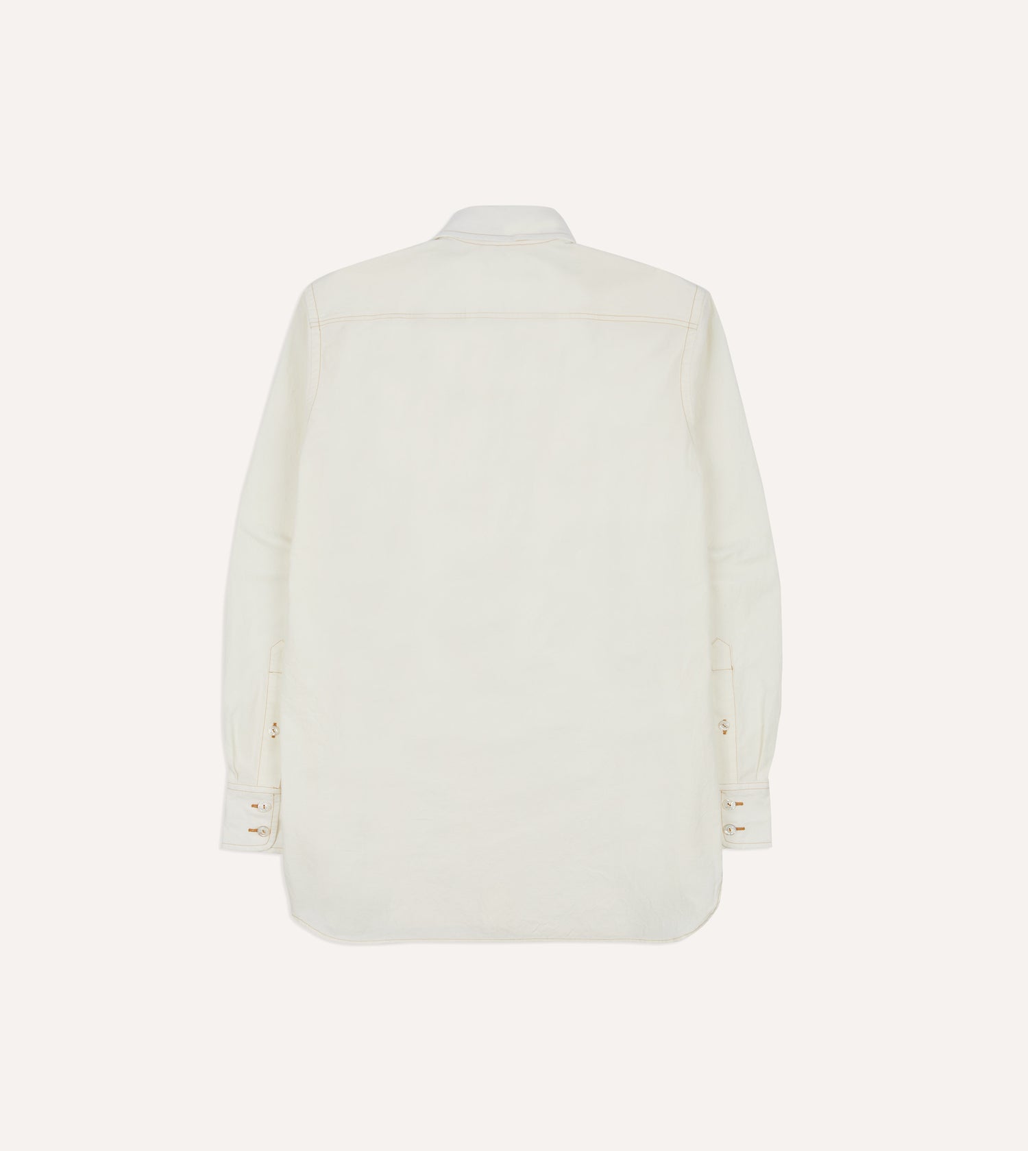 White Cotton-Linen Two-Pocket Work Shirt