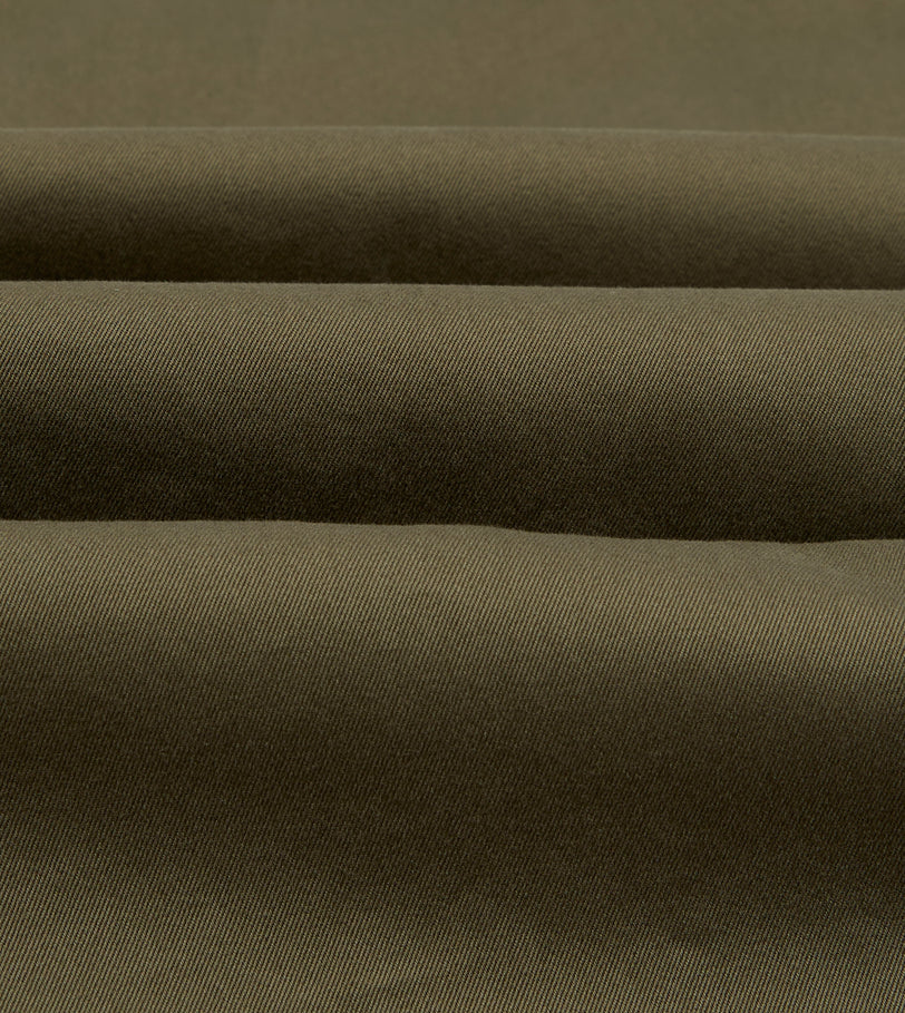 Green Cotton Long Point Collar Work Shirt