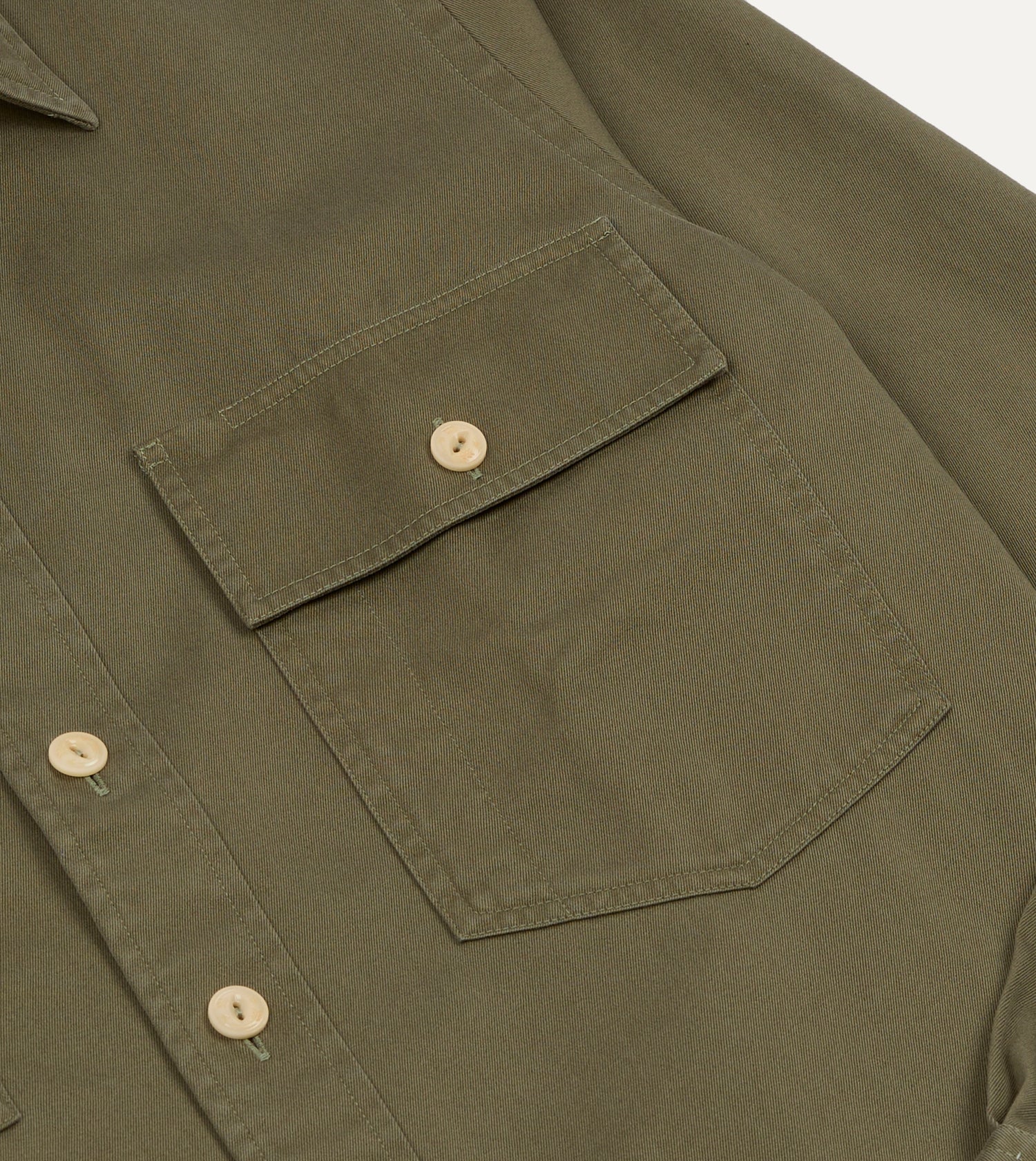 Green Cotton Long Point Collar Work Shirt