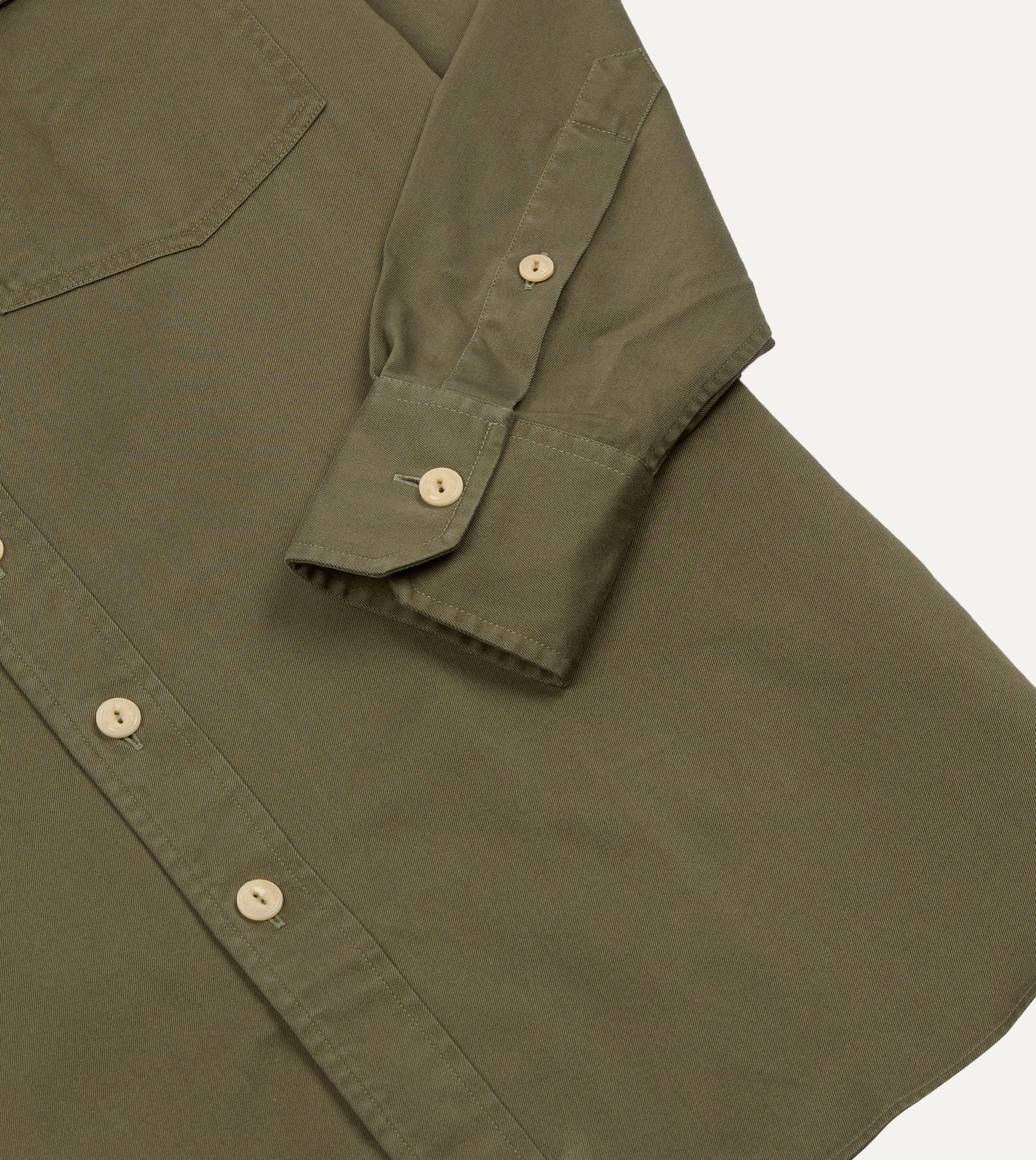 Green Cotton Long Point Collar Work Shirt