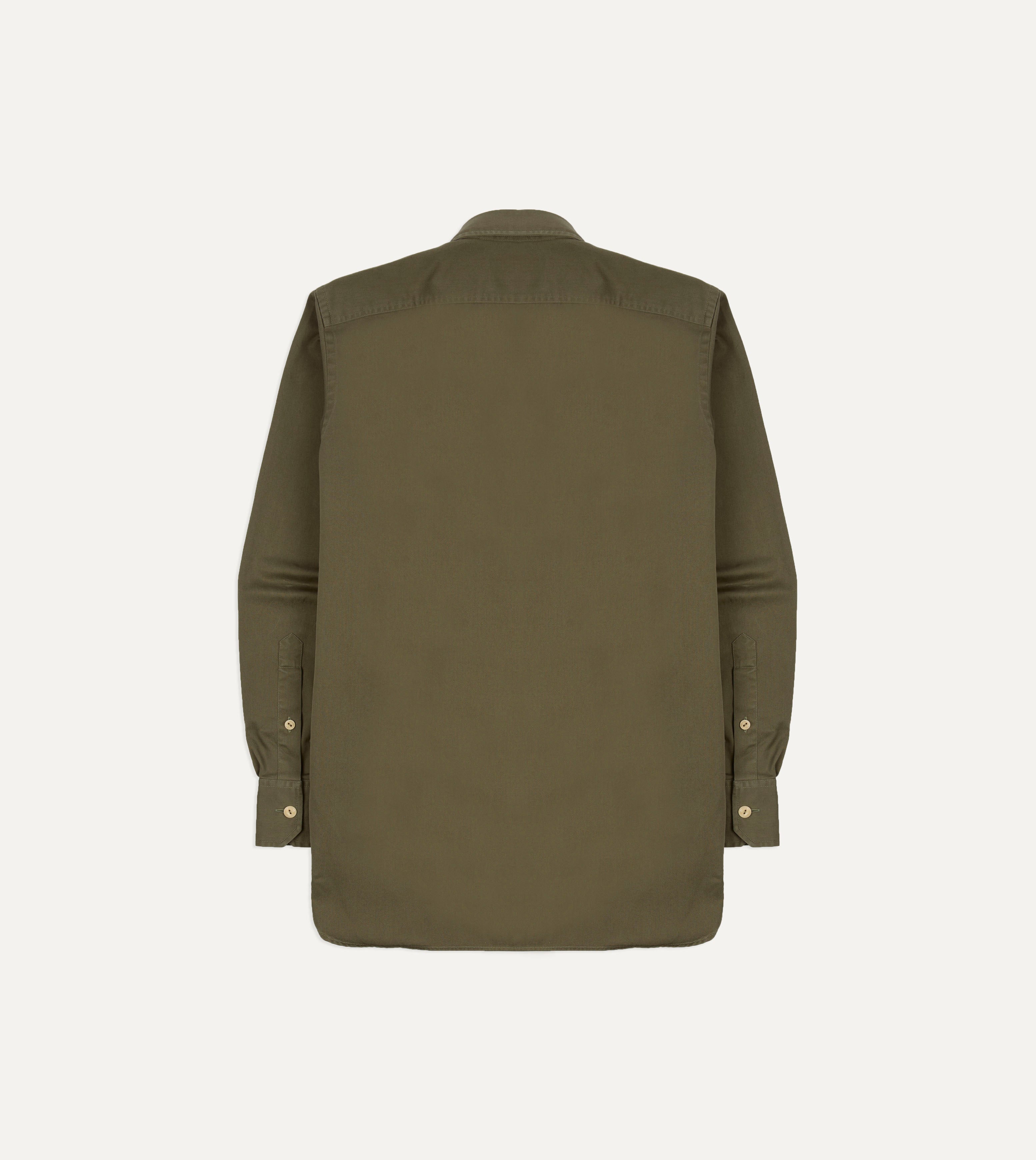 Green Cotton Long Point Collar Work Shirt
