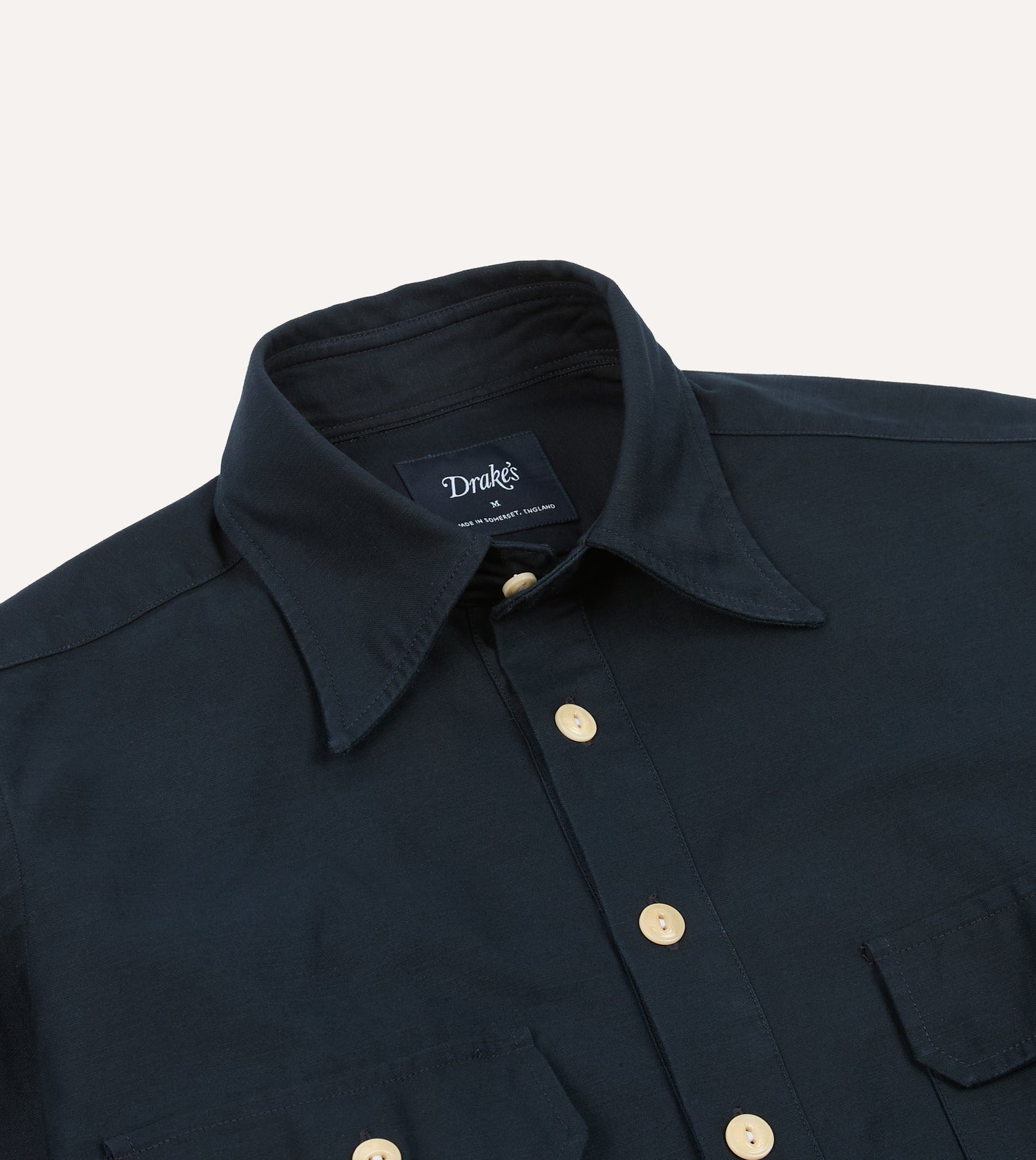 Navy Satin Cotton Popover Work Shirt