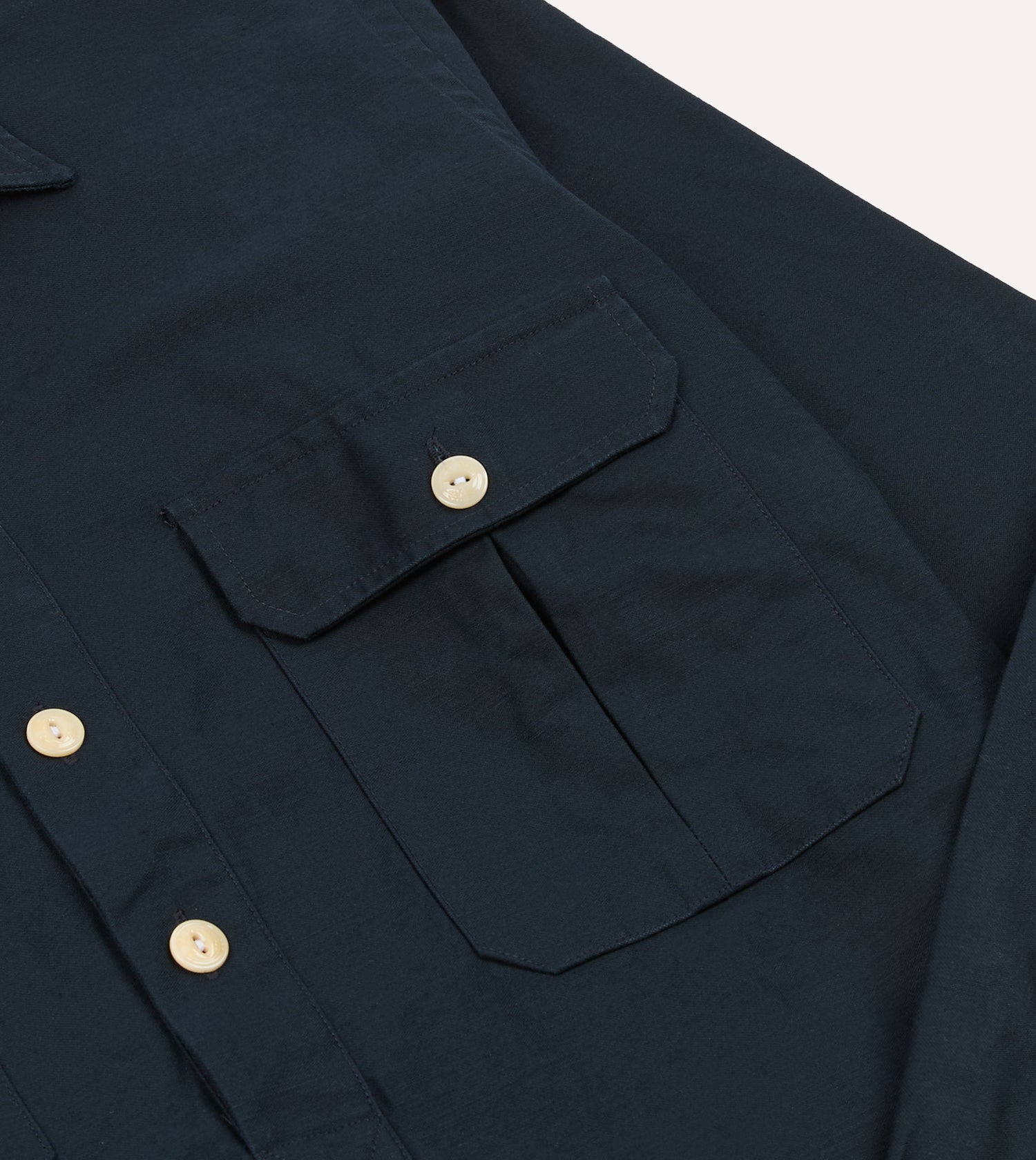 Navy Satin Cotton Popover Work Shirt