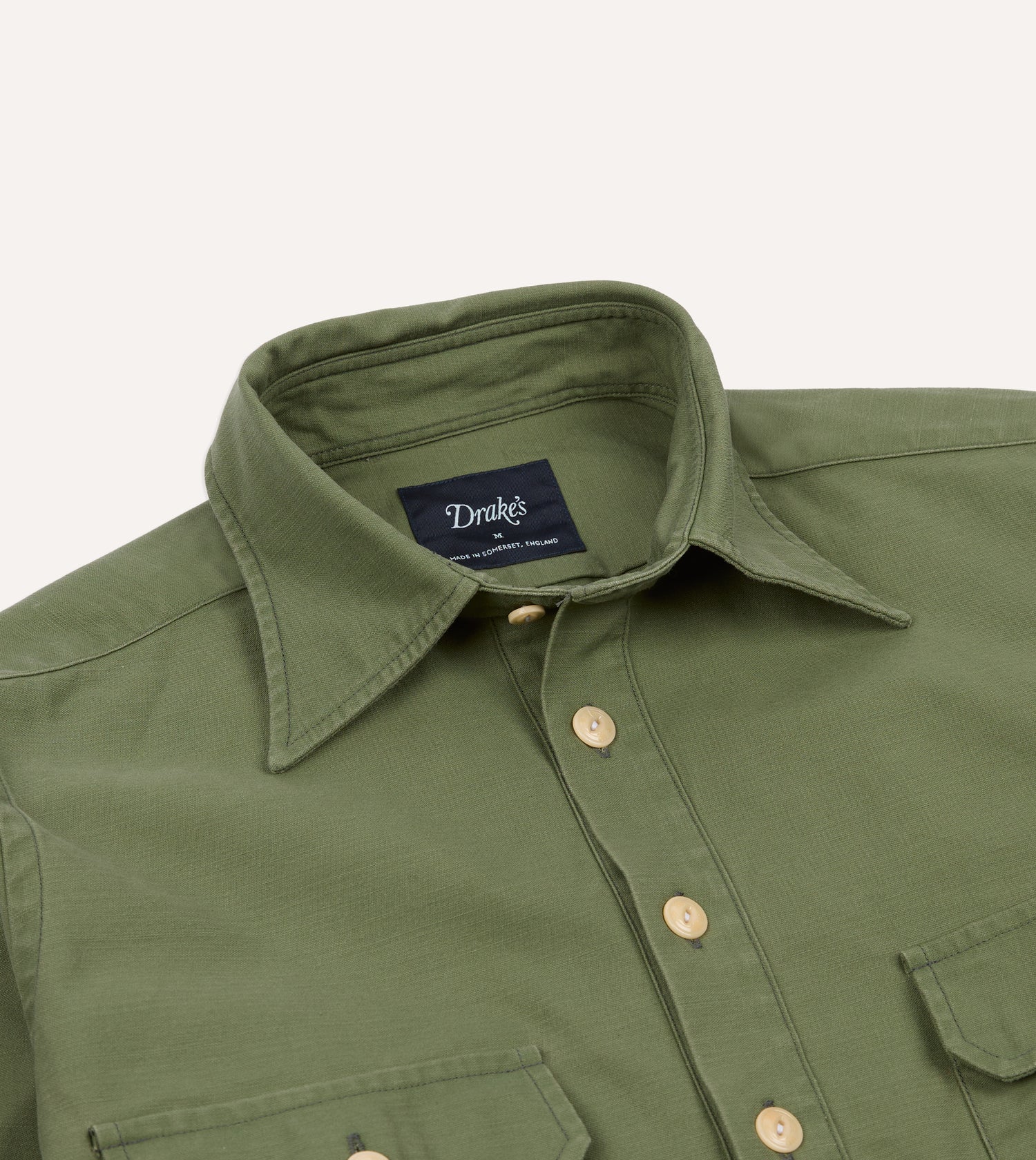 Green Satin Cotton Popover Work Shirt