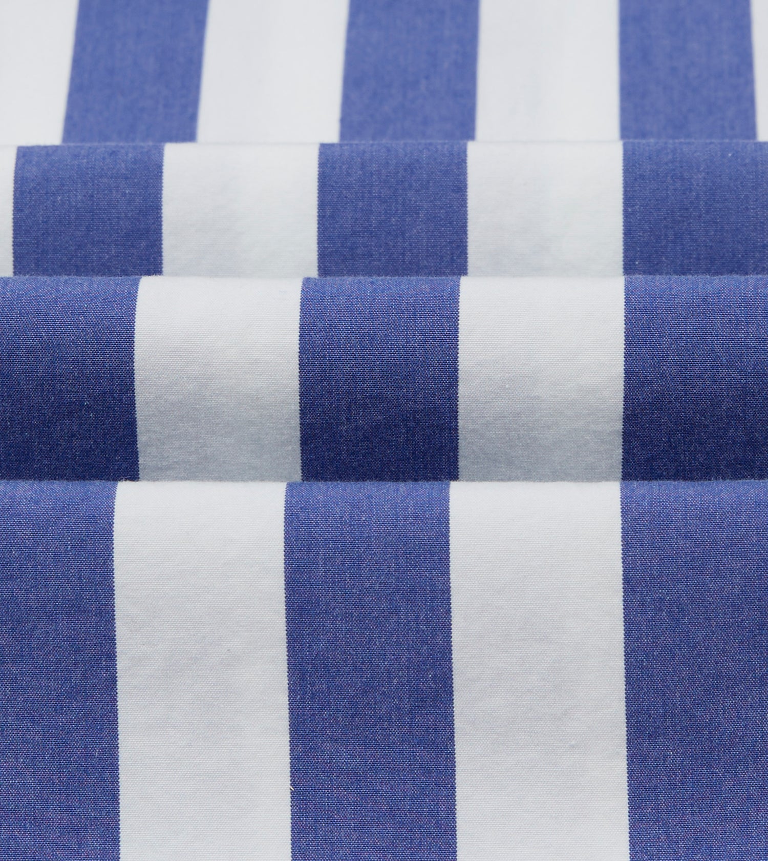 Blue and White Awning Stripe Cotton Long Point Collar Shirt