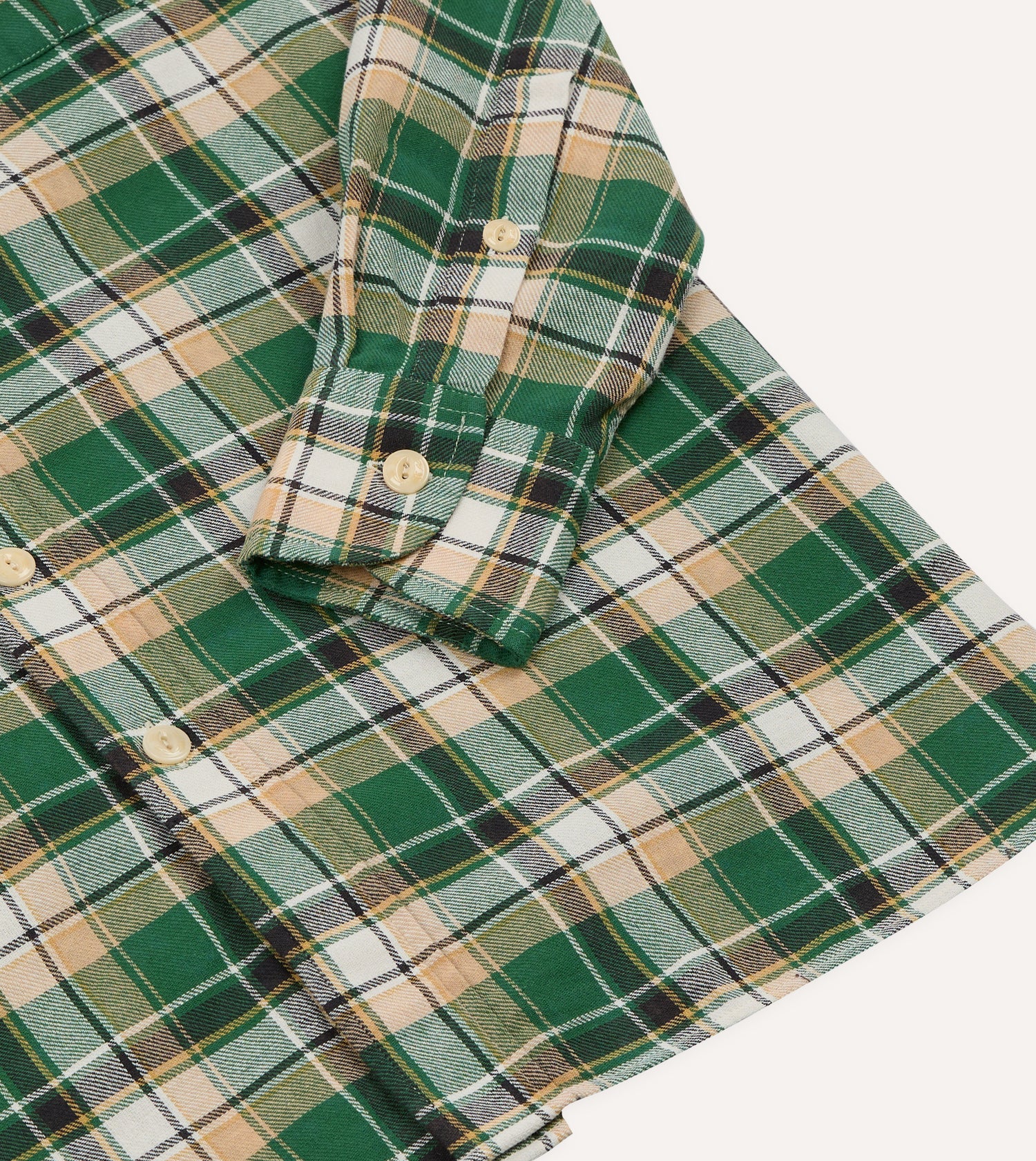 Green Check Cotton Two-Pocket Work Shirt