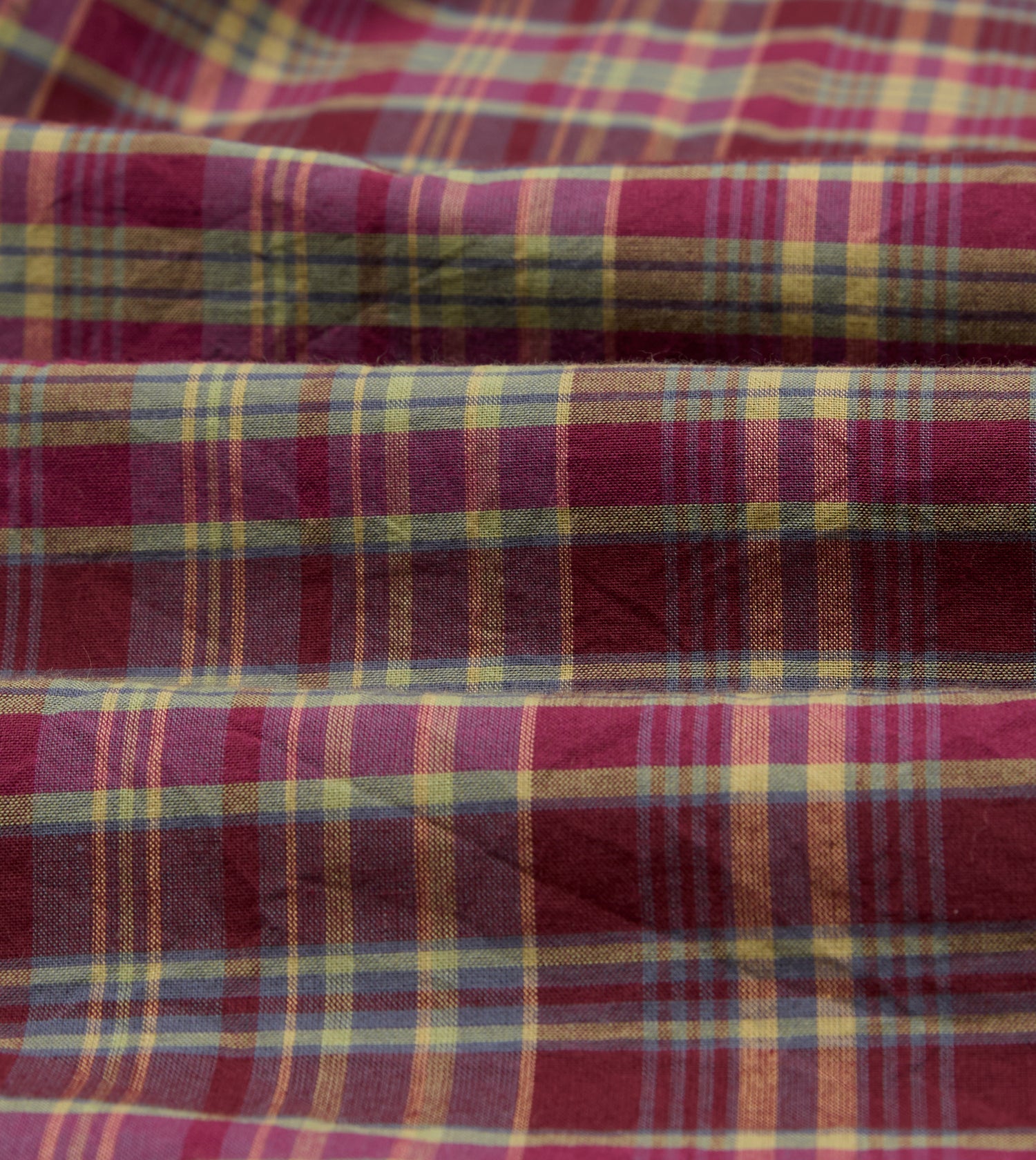 Plum Madras Check Cotton Two-Pocket Work Shirt