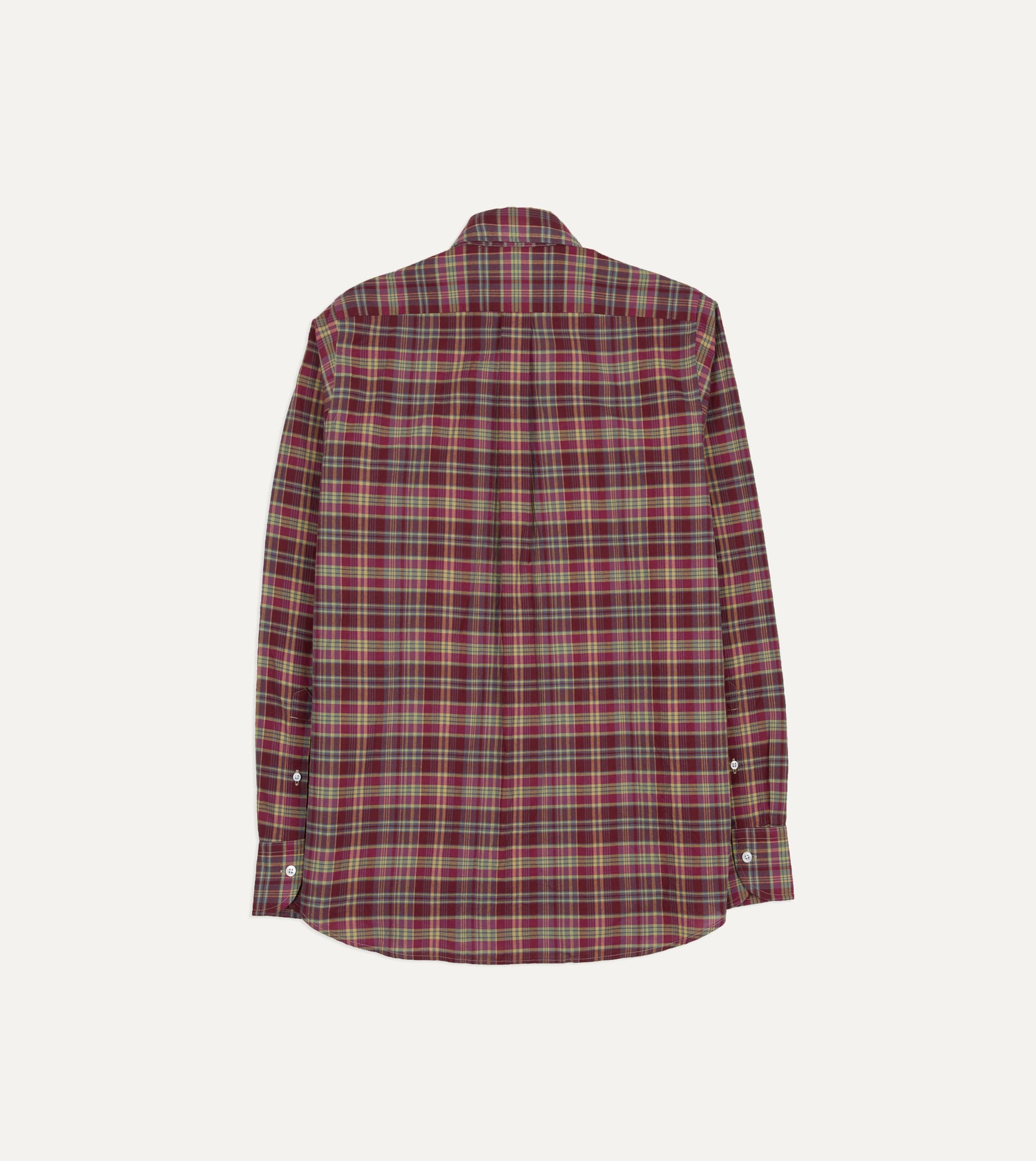 Plum Madras Check Cotton Two-Pocket Work Shirt