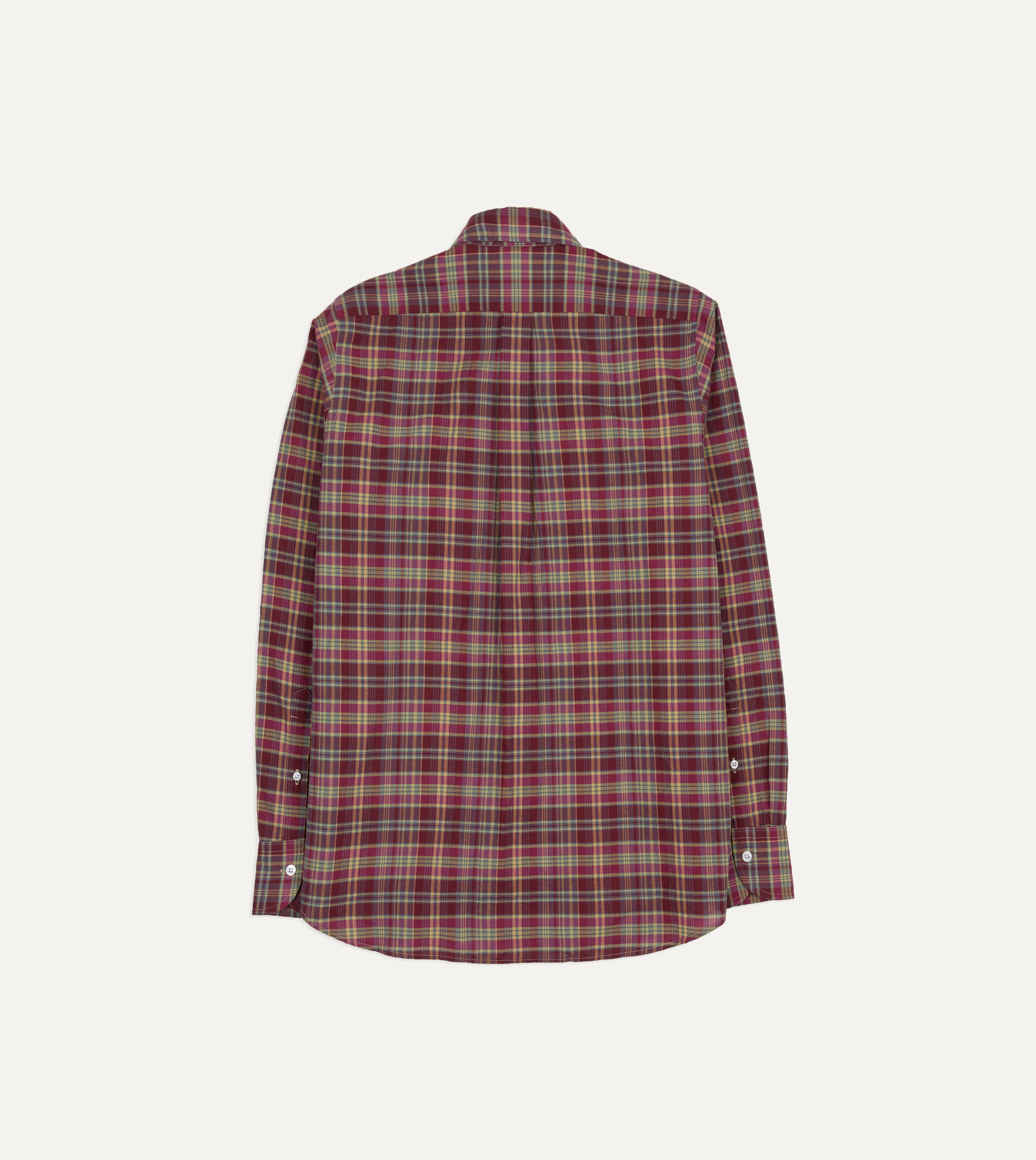 Plum Madras Check Cotton Two-Pocket Work Shirt