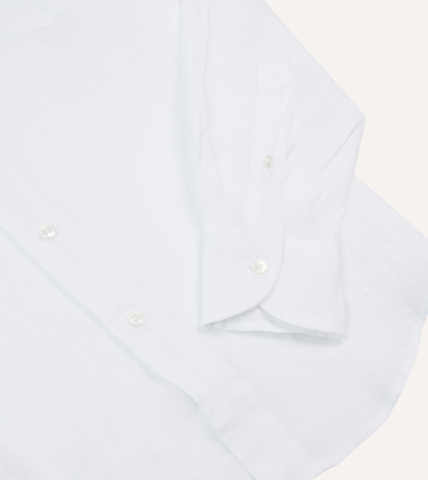 White Linen Spread Collar Shirt