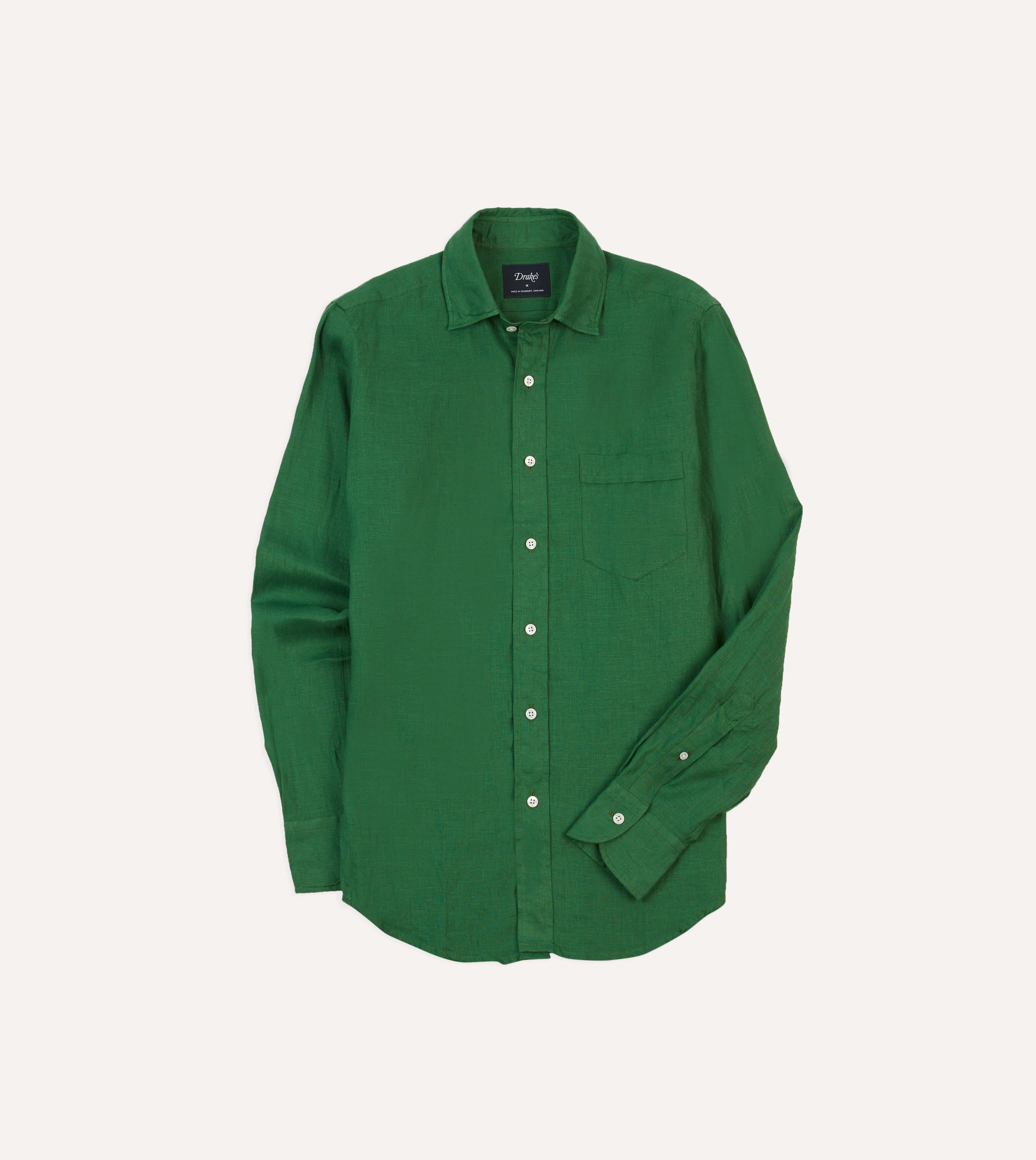 Drake's Linen Button-Up Shirt in Green at Nordstrom, Size X-Small Drake's Linen Button-Up Shirt in Green at Nordstrom, Size X-Small