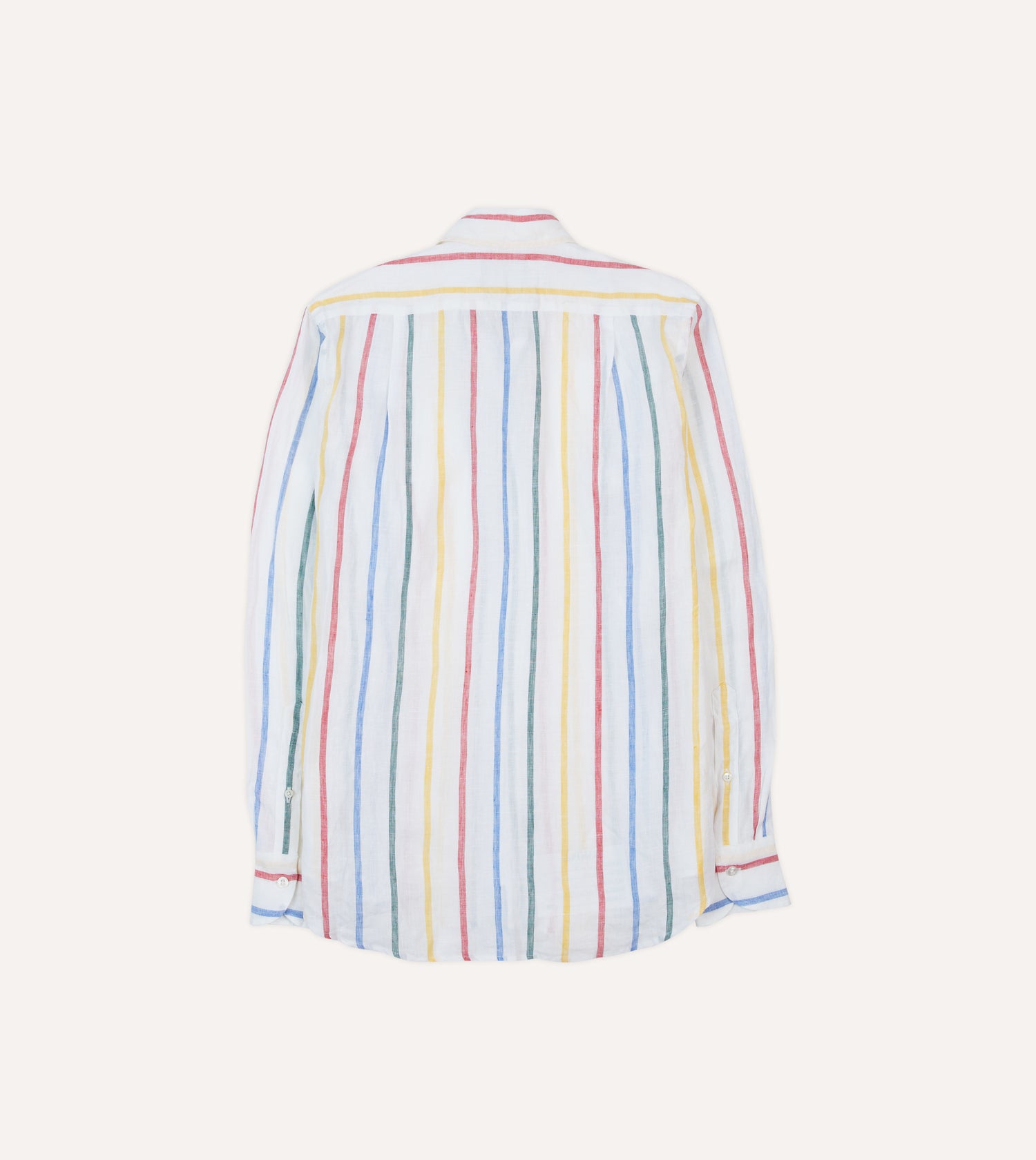 Primary Stripe Linen Spread Collar Shirt