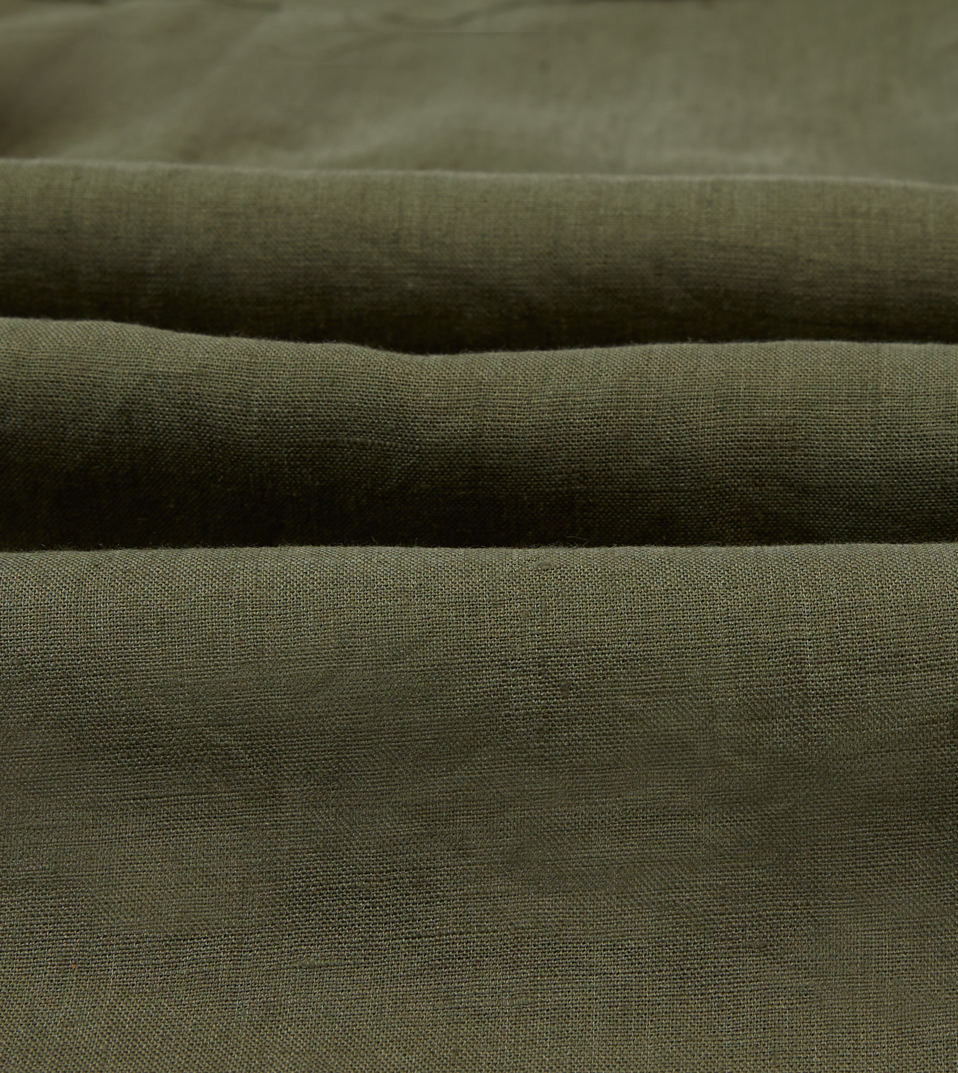 Khaki Linen Camp Collar Long Sleeve Shirt