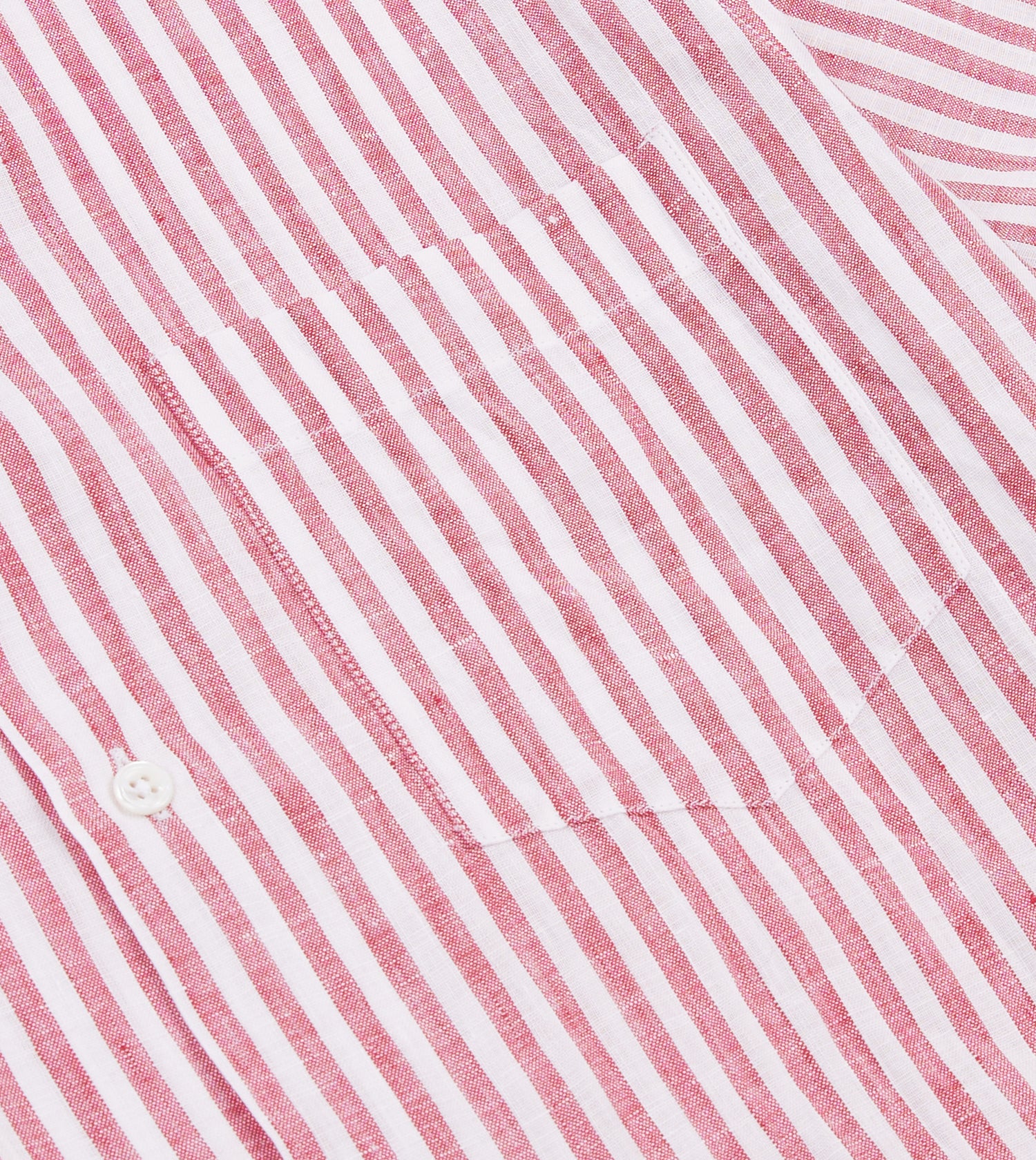 Red and White Stripe Linen Camp Collar Short Sleeve Shirt