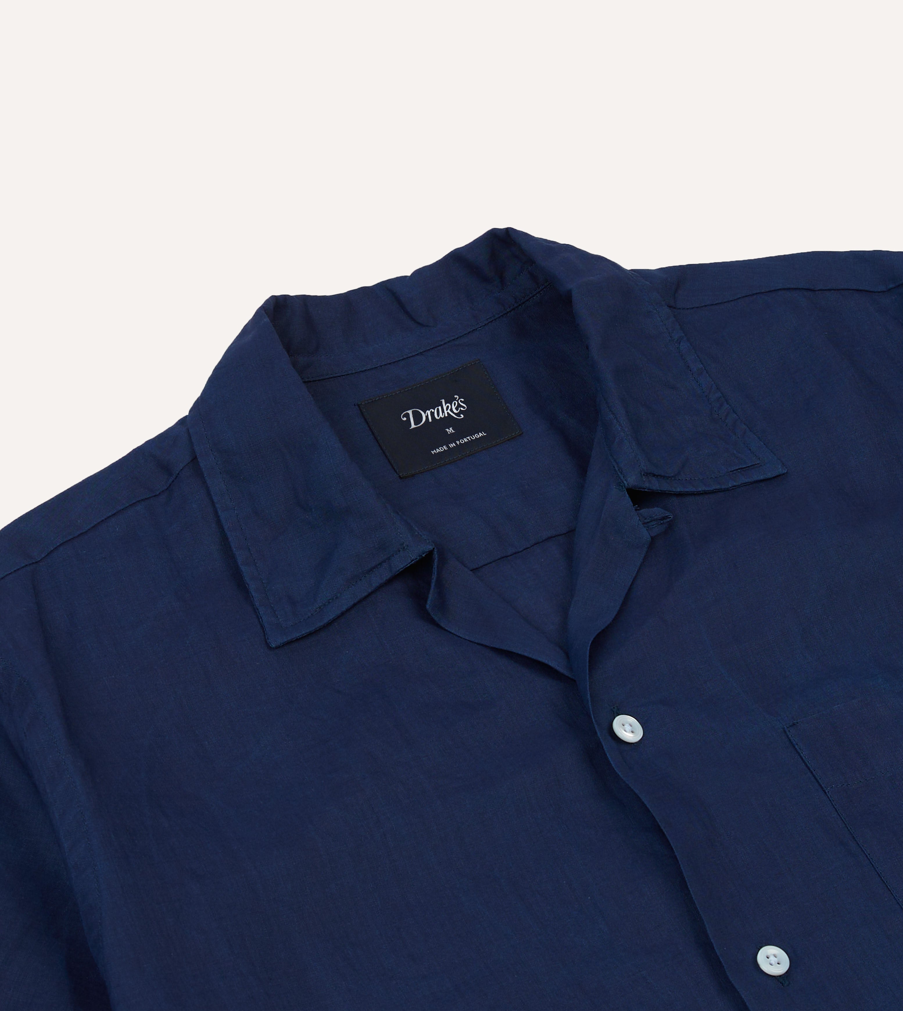 Indigo Ramie Camp Collar Short Sleeve Shirt – Drakes US
