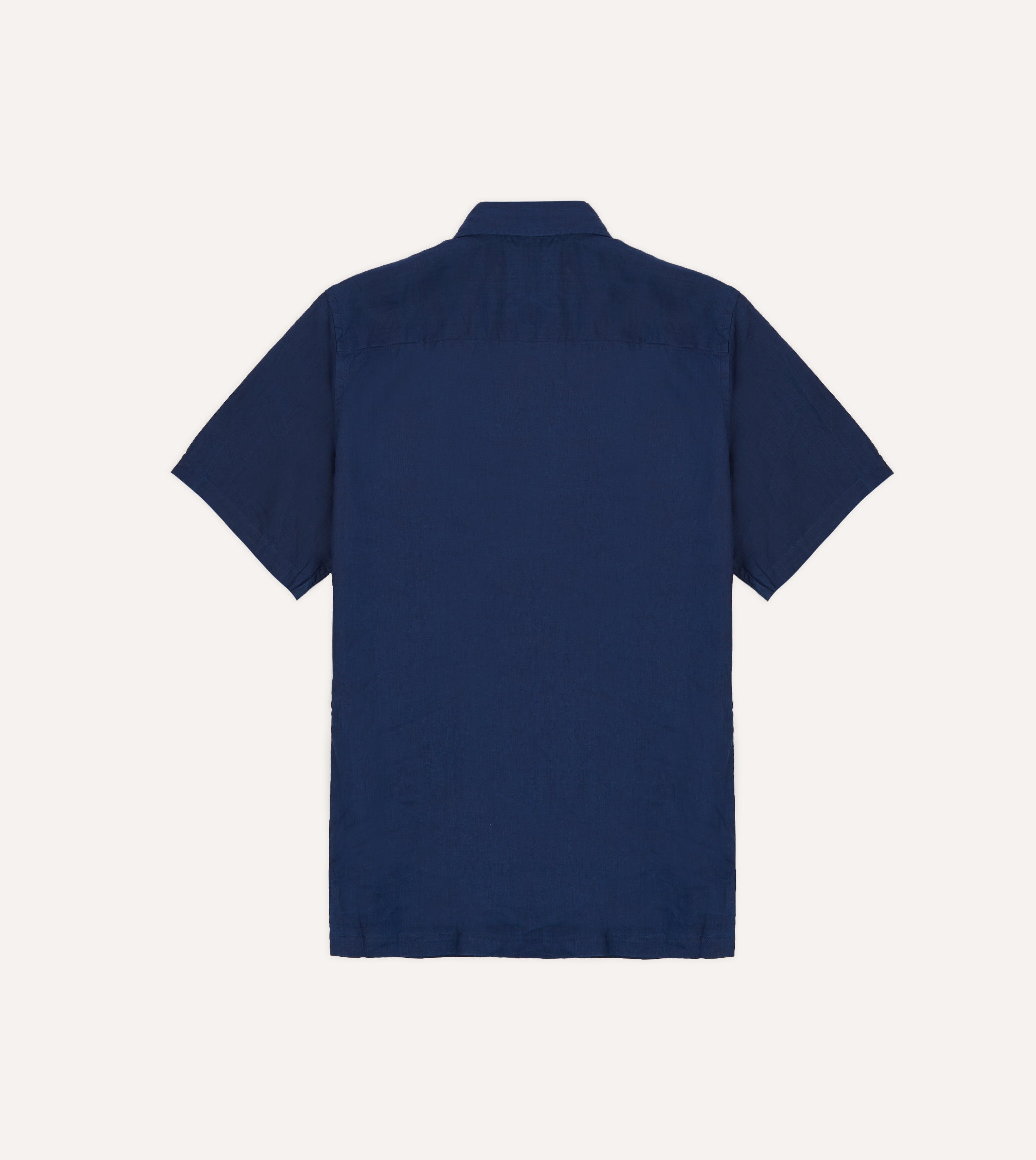 Indigo Ramie Camp Collar Short Sleeve Shirt