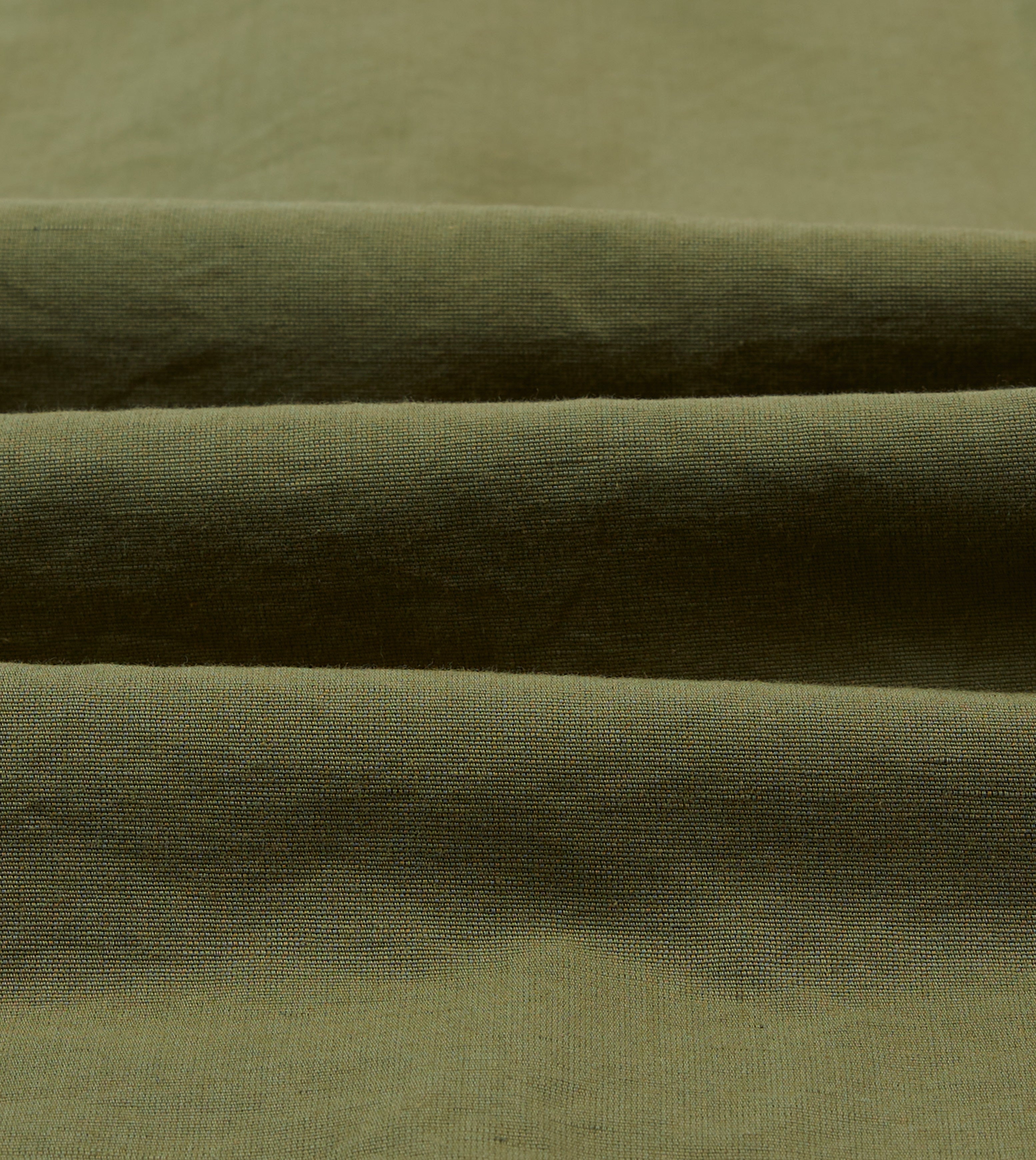 Olive Cotton-Linen Camp Collar Three Pocket Short Sleeve Shirt