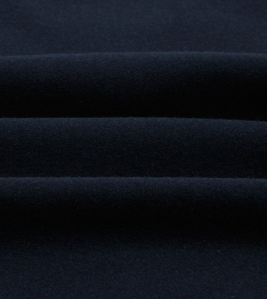 Navy Wool Four-Pocket Camp Collar Work Shirt