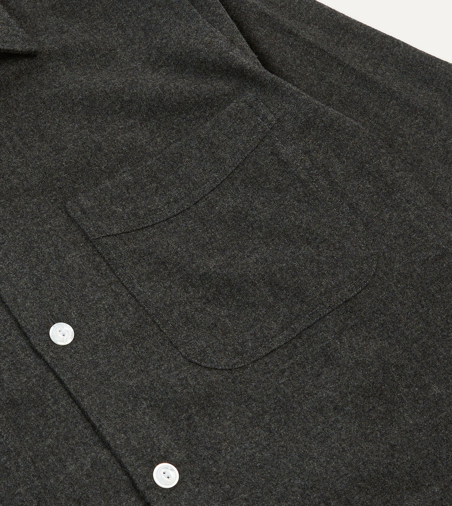 Grey Wool Four-Pocket Camp Collar Work Shirt