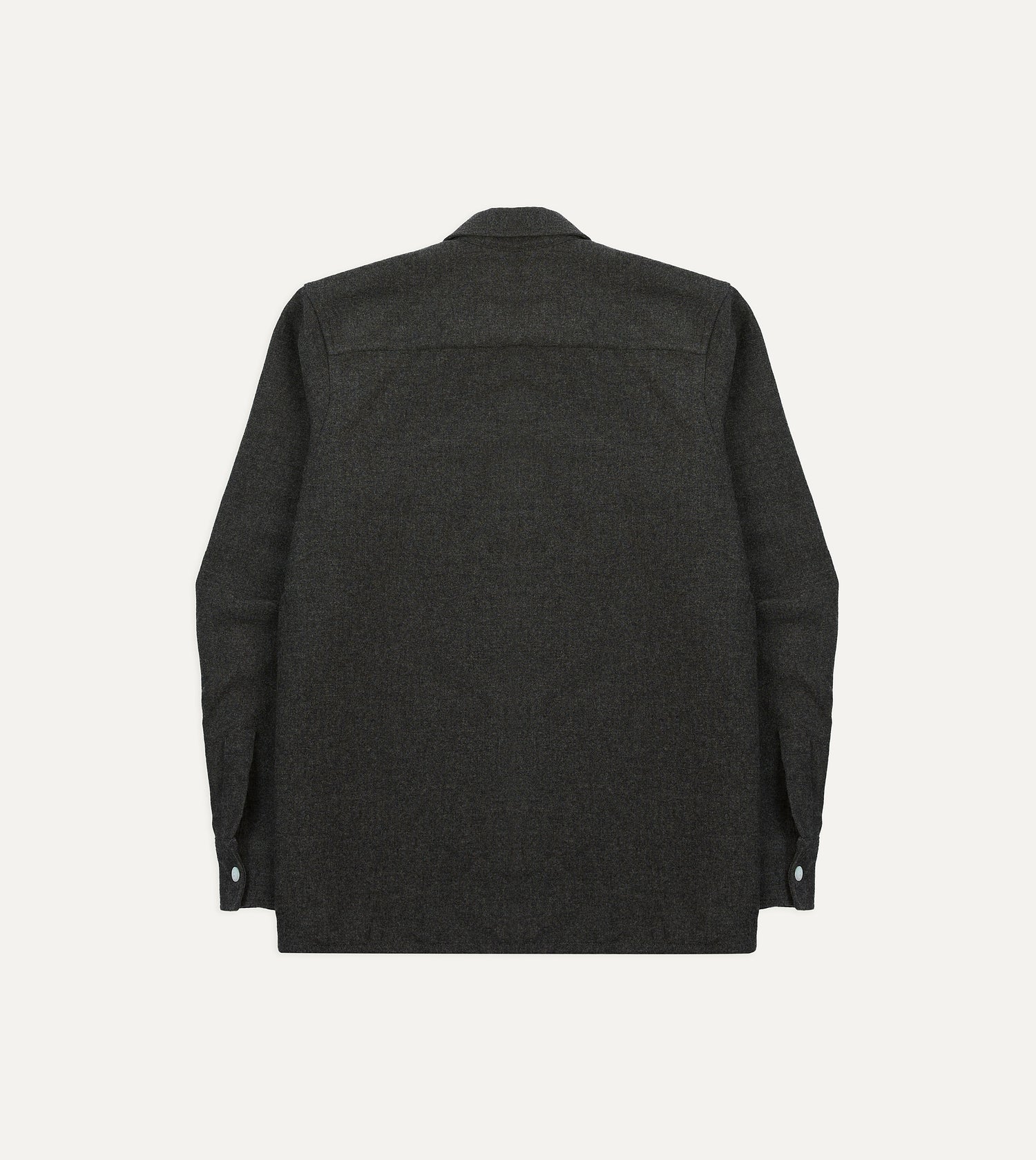 Grey Wool Four-Pocket Camp Collar Work Shirt