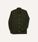 Dark Green Wool Two-Pocket Camp Collar Work Shirt