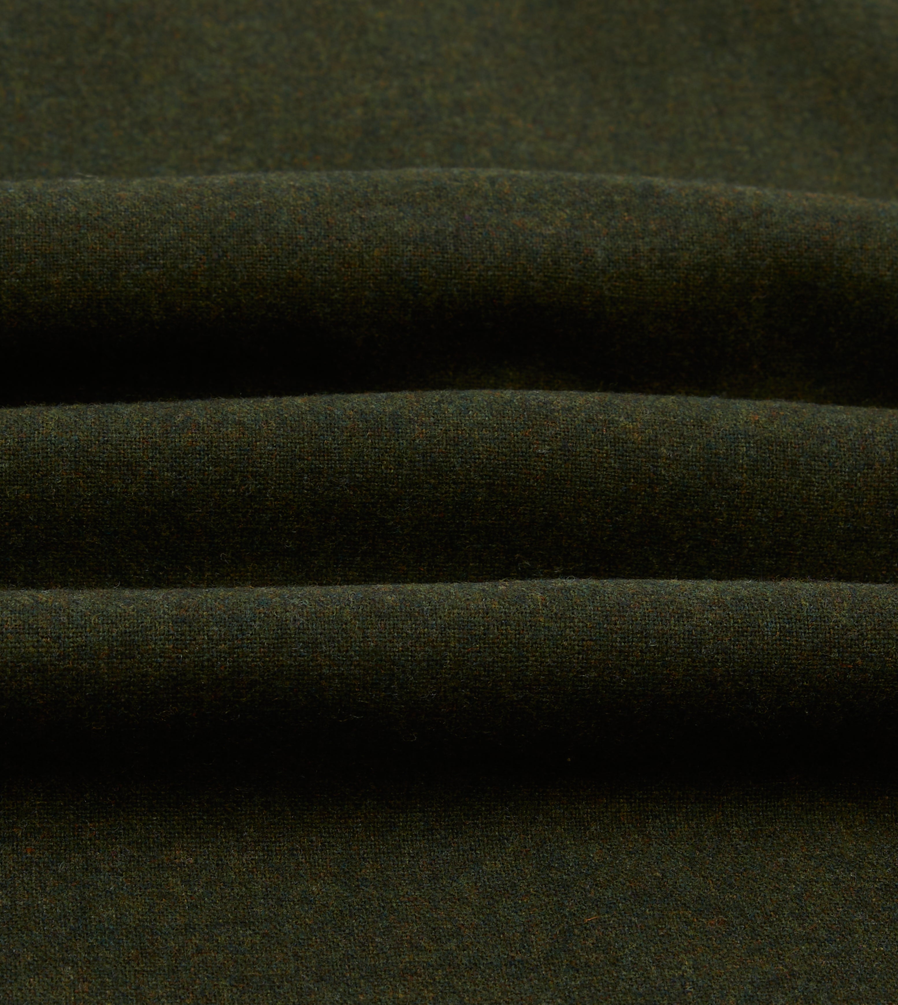 Dark Green Wool Two-Pocket Camp Collar Work Shirt