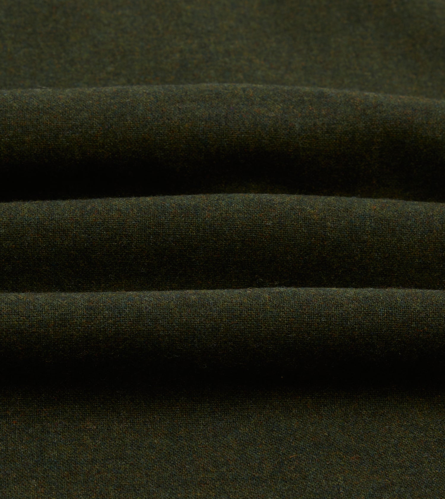 Dark Green Wool Two-Pocket Camp Collar Work Shirt